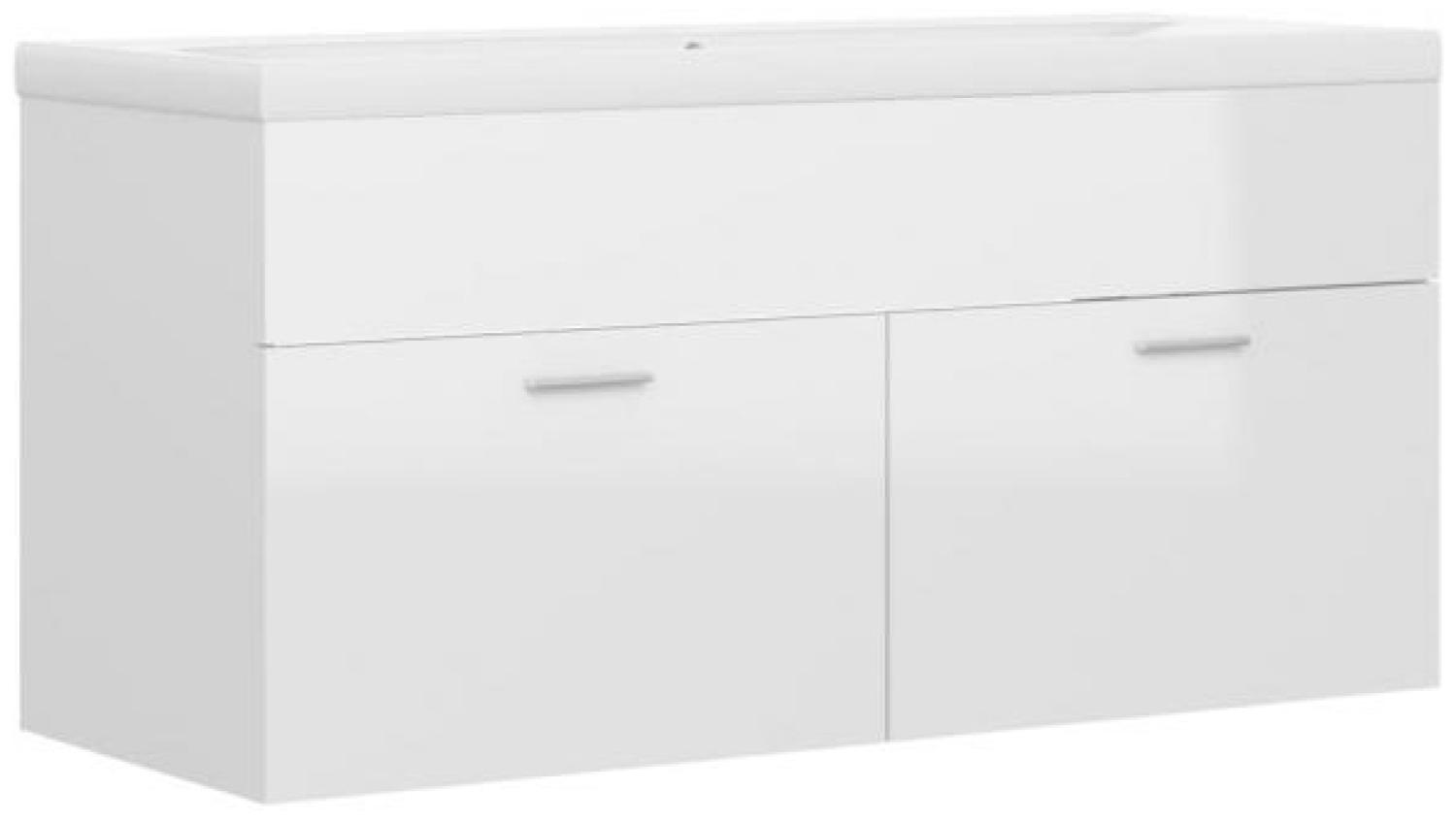 vidaXL Waschbeckenunterschrank Einbaubecken Hochglanz-Weiß Spanplatte [3070853] Bild 1