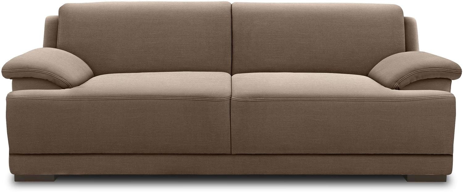 DOMO Collection Telos 3er Boxspringsofa, Sofa mit Boxspringfederung, Zeitlose Couch mit breiten Armlehnen, 218x96x80 cm, Polstergarnitur in braun Bild 1