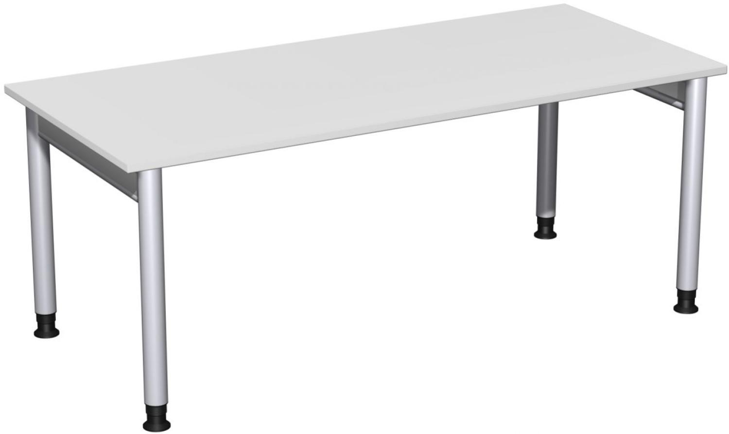 Schreibtisch '4 Fuß Pro' höhenverstellbar, 180x80cm, Lichtgrau / Silber Bild 1