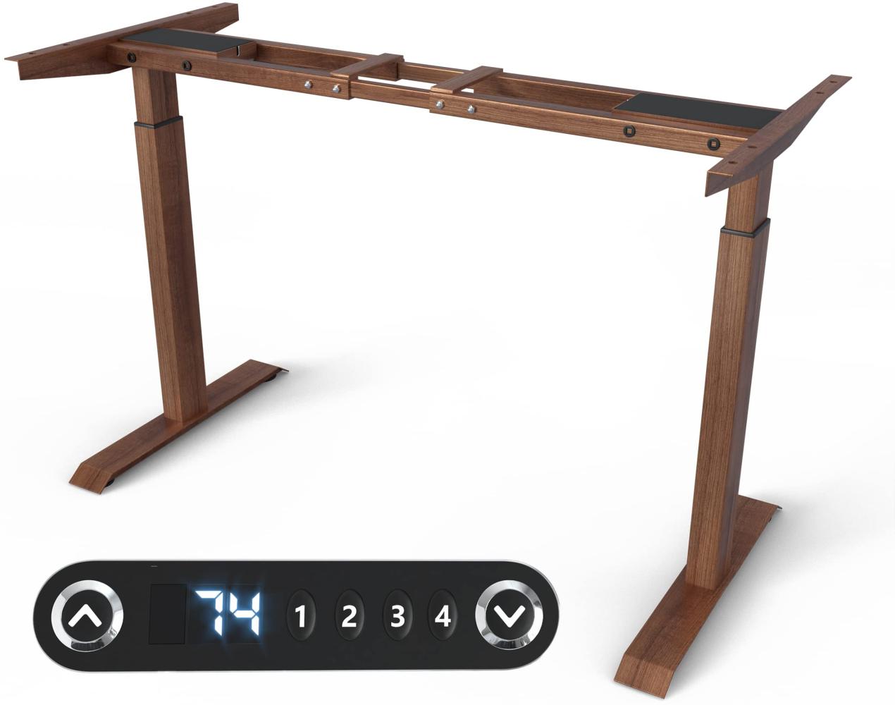 VESKA Höhenverstellbarer Schreibtischrahmen - Tischgestell - Bürotisch Rahmen mit Dual Motor Elektrisch Höhenverstellbar mit Touchscreen & Memoryfunktion Gestell (Holz-Optik) Bild 1