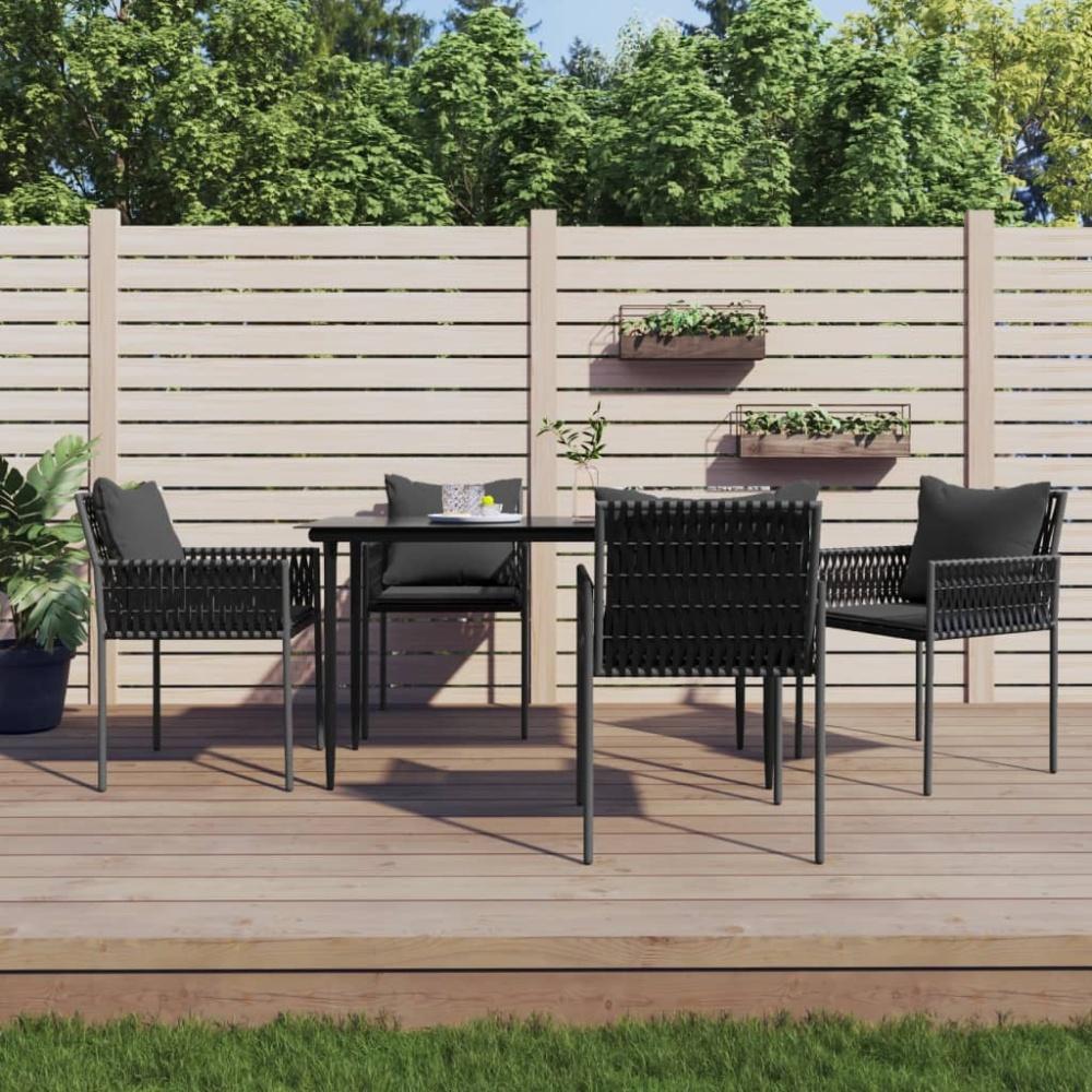 vidaXL Gartenstühle mit Kissen 4 Stk. Schwarz 54x61x83 cm Poly Rattan Bild 1