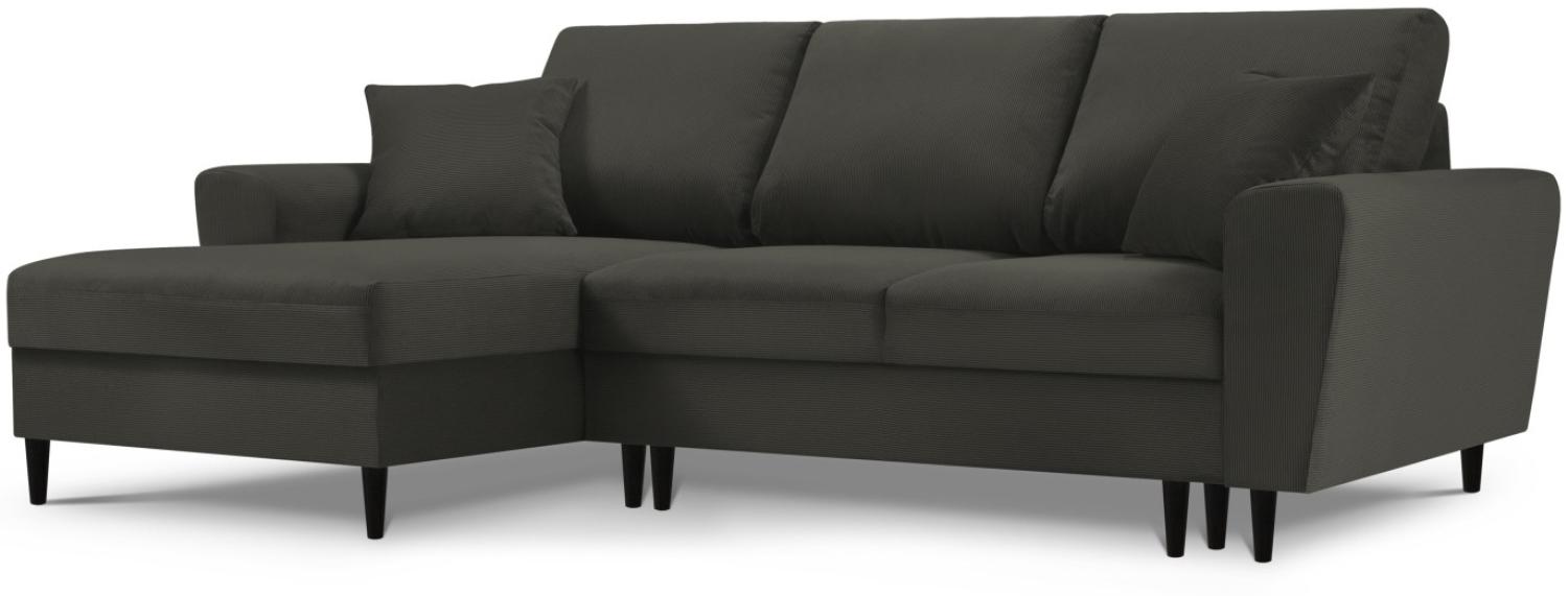 Micadoni 4-Sitzer Ecke links Sofa mit Bettfunktion und Box Moghan | Bezug Black | Beinfarbe Black Beech Wood Bild 1