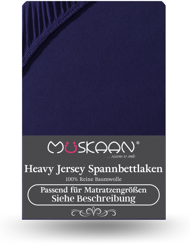 Müskaan - Premium Jersey Spannbettlaken 180x200 cm - 200x200 cm + 15 cm Split Topper 160 g/m² navyblau Bild 1