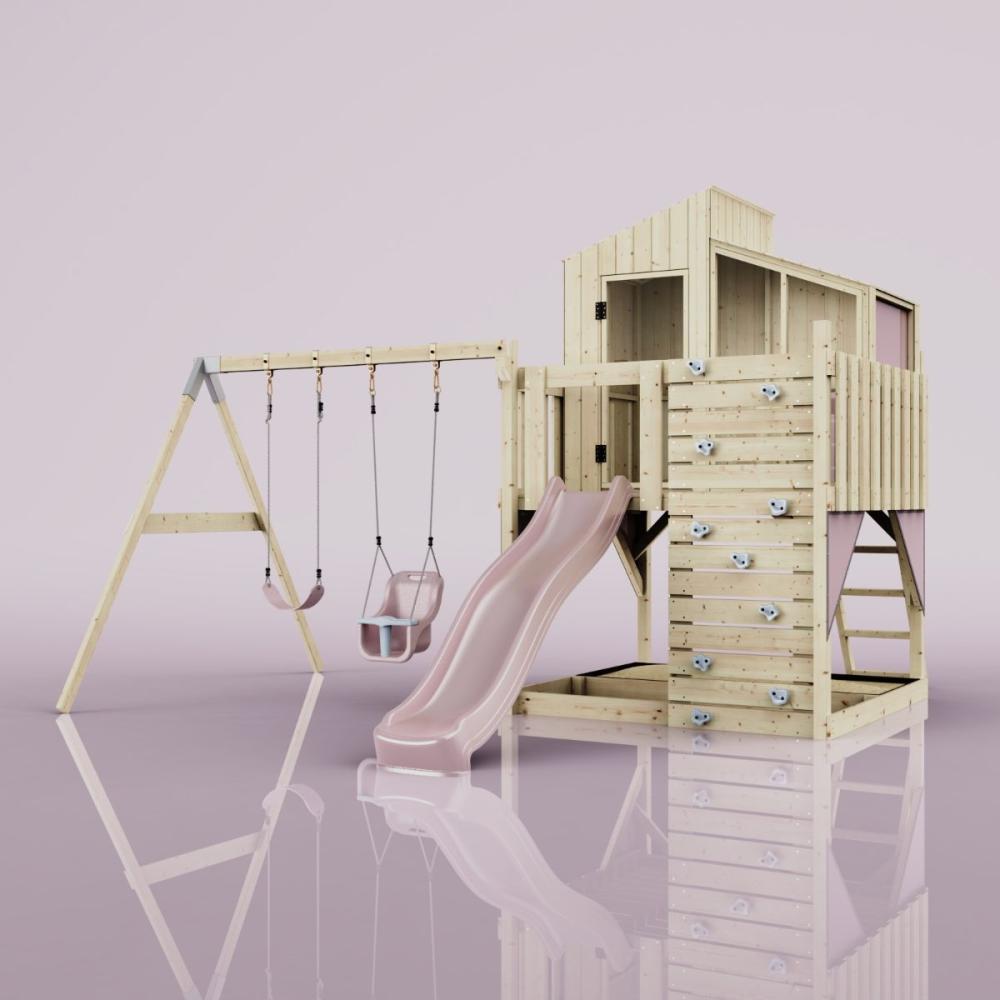 PolarPlay Spielturm Bosse aus Holz in Rosa Bild 1