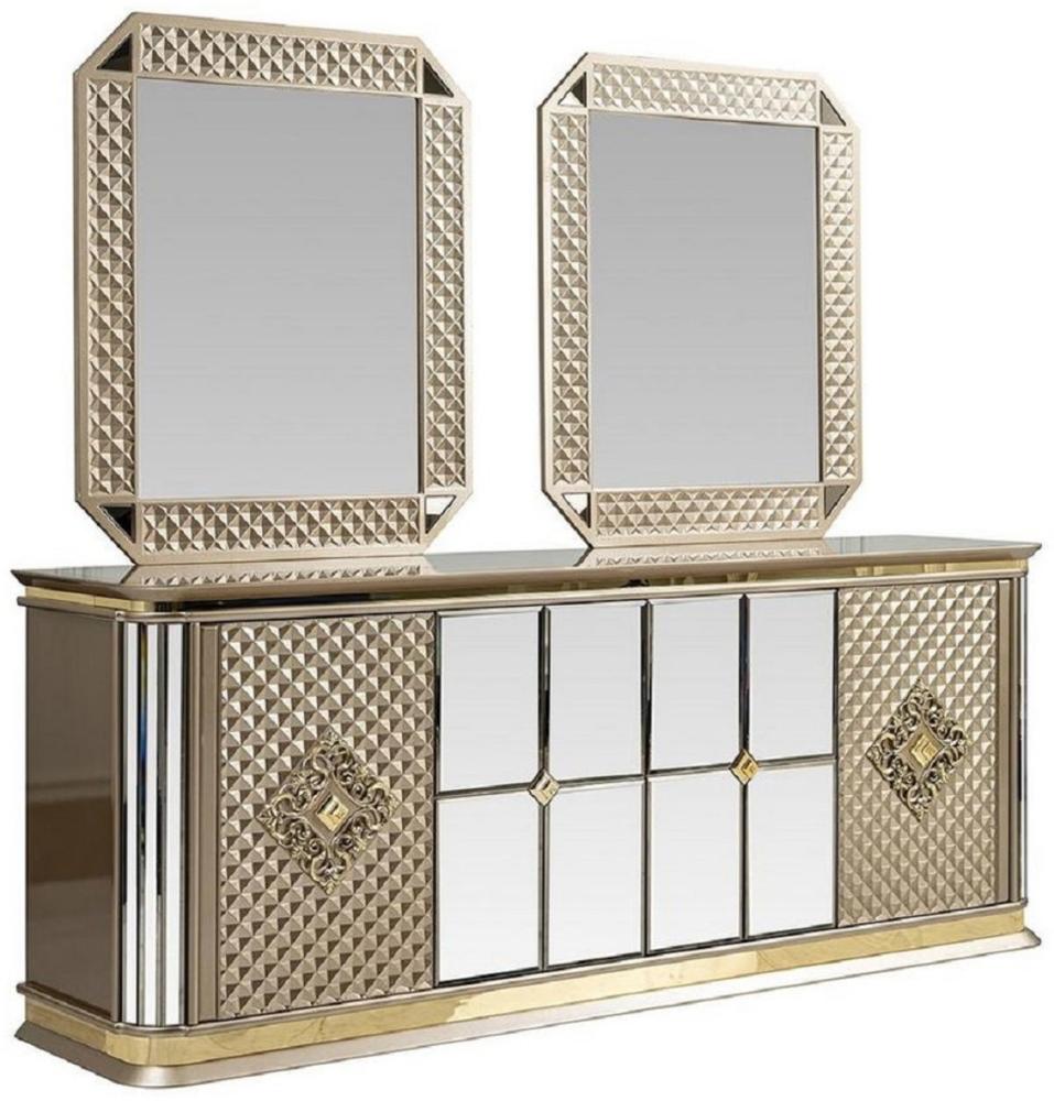 Casa Padrino Luxus Art Deco Möbel Set Beige / Gold - 1 Sideboard & 2 Spiegel - Edel & Prunkvoll Bild 1