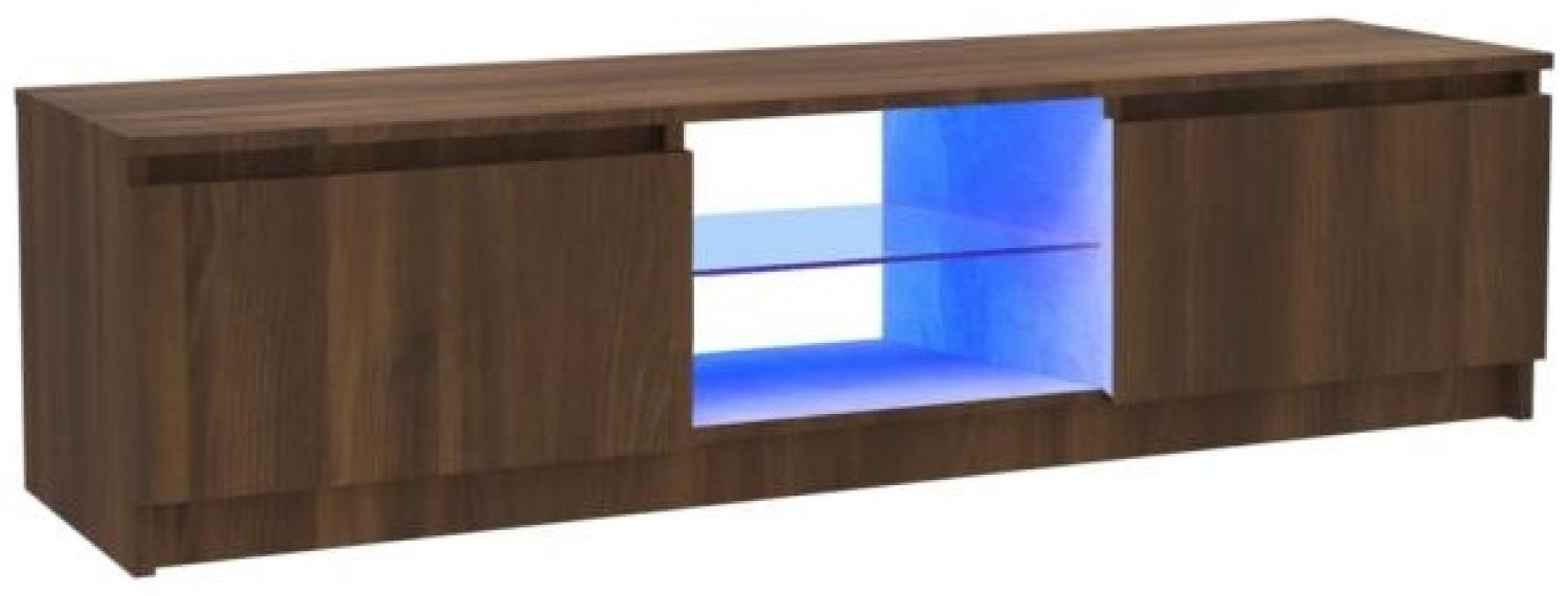 TV-Schrank mit LED-Leuchten Braun Eichen-Optik 120x30x35,5 cm Bild 1