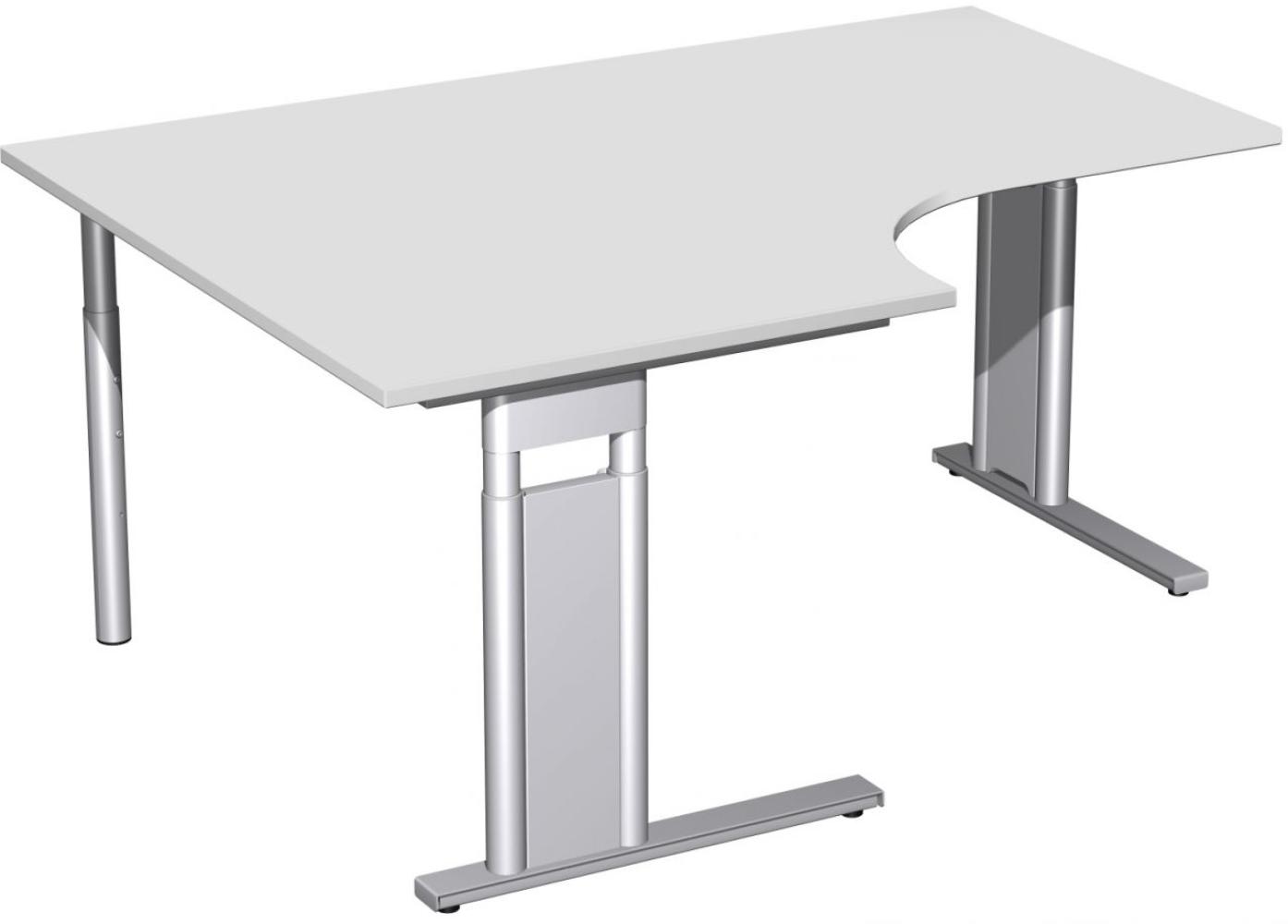 PC-Schreibtisch 'C Fuß Pro' links, höhenverstellbar, 160x120cm, Lichtgrau / Silber Bild 1