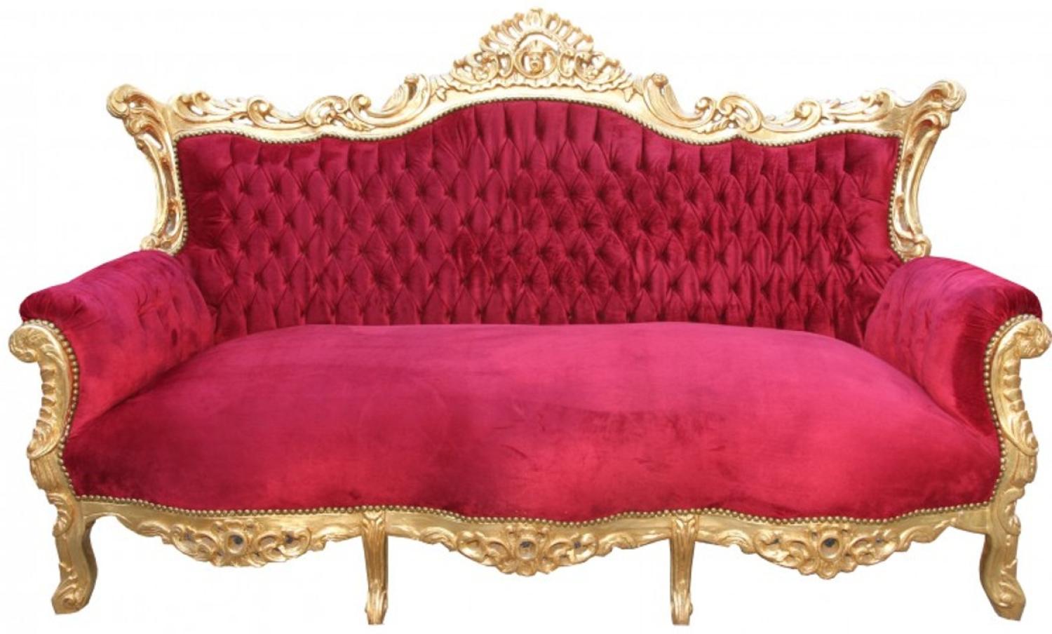 Casa Padrino Barock Sofa 3er Master Bordeaux Rot /Gold- Antik Möbel Bild 1