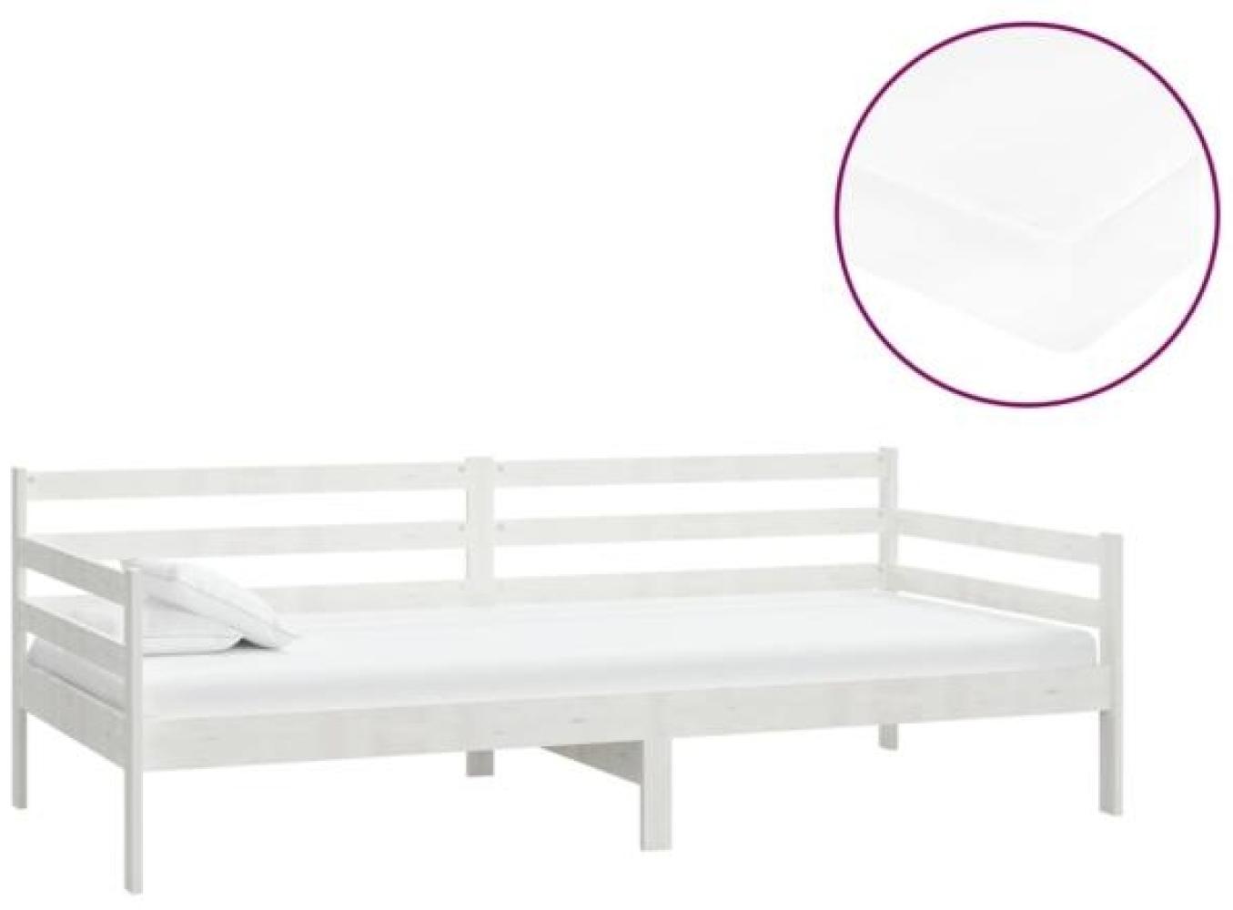 vidaXL Tagesbett mit Matratze 90x200 cm Weiß Massivholz Kiefer [3083600] Bild 1