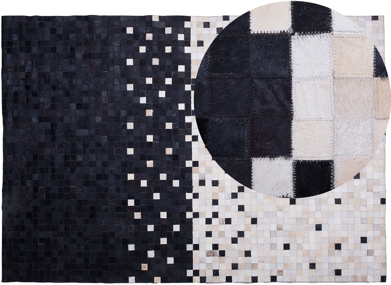 Teppich Leder schwarz-beige 160 x 230 cm Patchwork ERFELEK Bild 1
