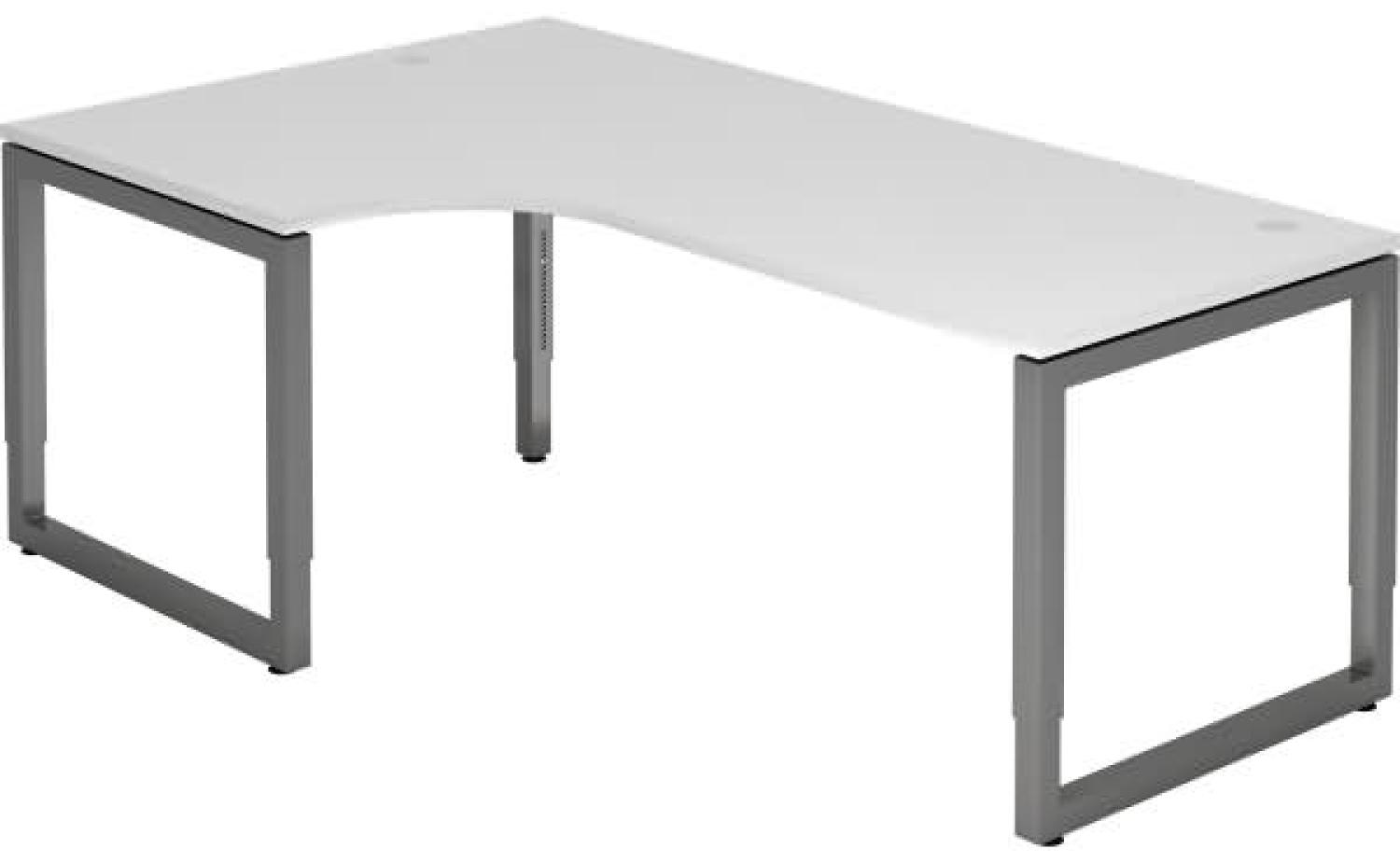 Winkeltisch O-Fuß eckig 200x120cm Weiß / Graphit Bild 1