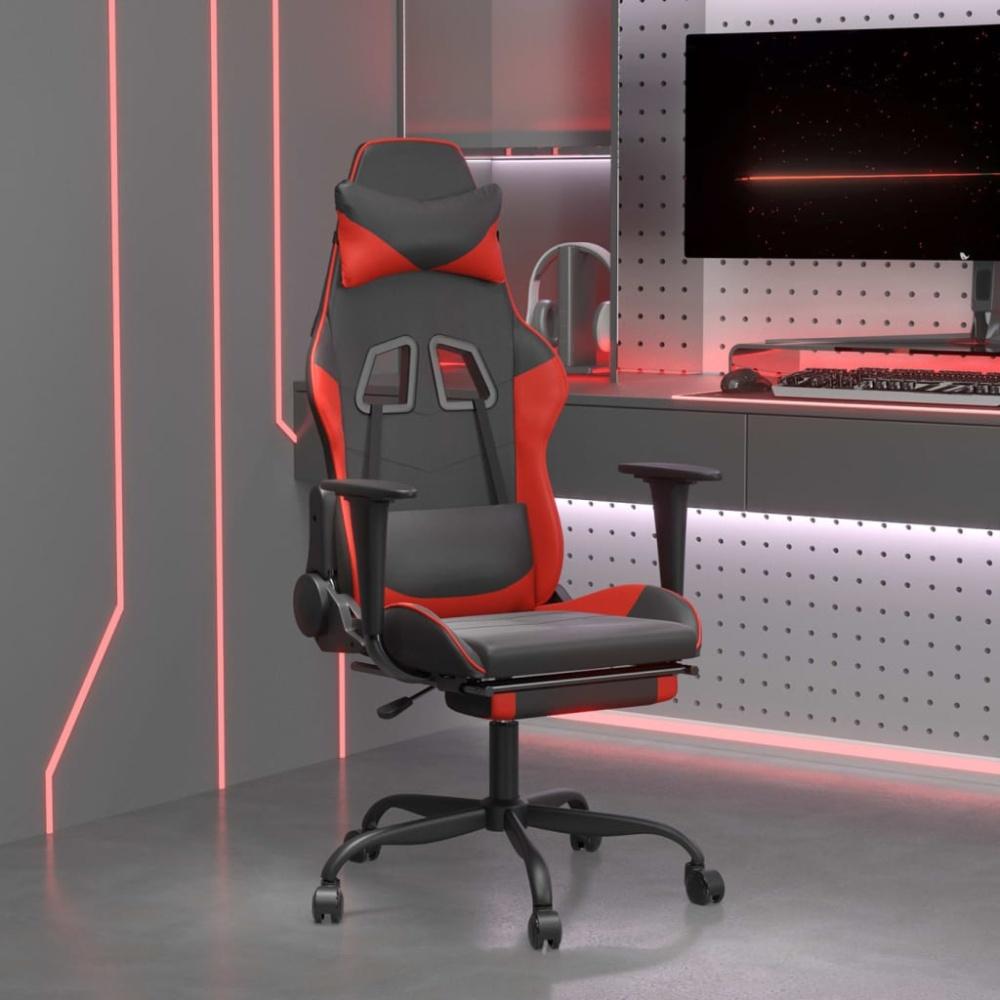 Gaming-Stuhl mit Fußstütze Schwarz und Rot Kunstleder, Drehbar [3143654] Bild 1