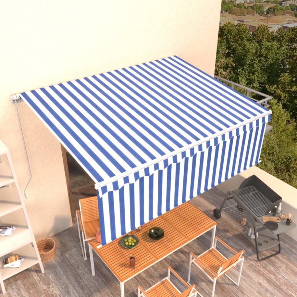 vidaXL Markise Manuell Einziehbar mit Rollo 4x3 m Blau & Weiß 3069296 Bild 1