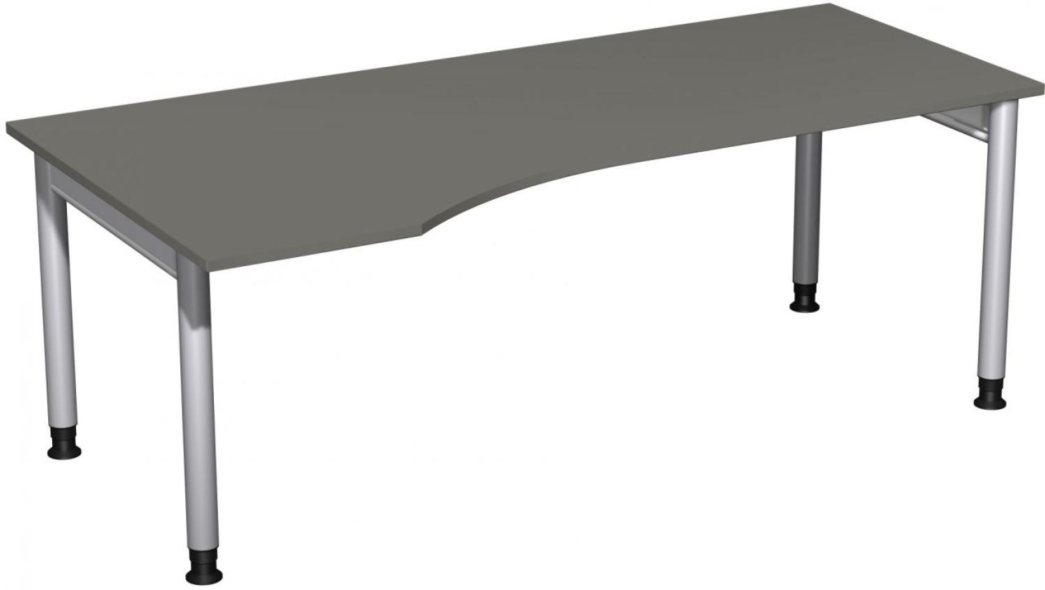 PC-Schreibtisch '4 Fuß Pro' links, höhenverstellbar, 200x100cm, Graphit / Silber Bild 1