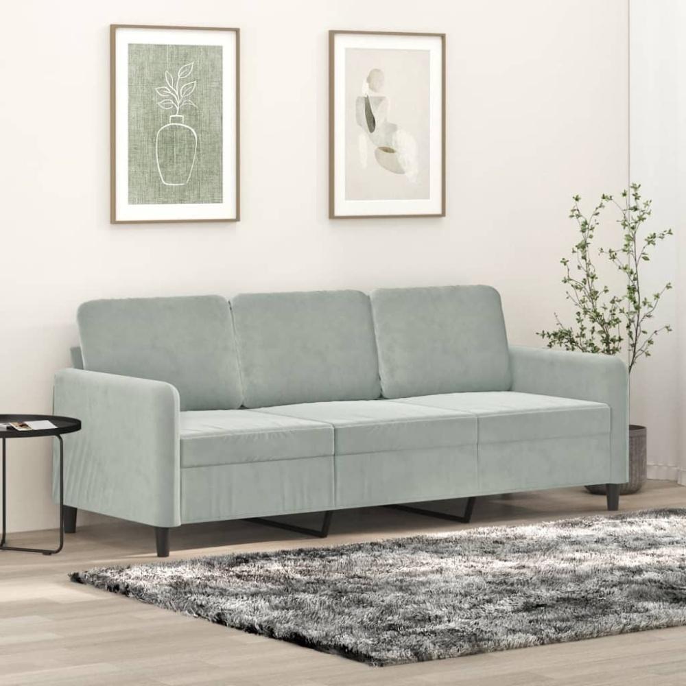 vidaXL 3-Sitzer-Sofa Hellgrau 180 cm Samt Bild 1
