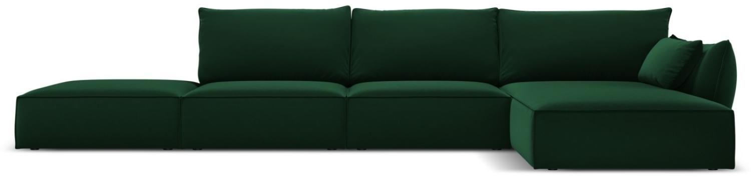 Micadoni 5-Sitzer Samtstoff Ecke rechts Sofa Kaelle | Bezug Bottle Green | Beinfarbe Black Plastic Bild 1