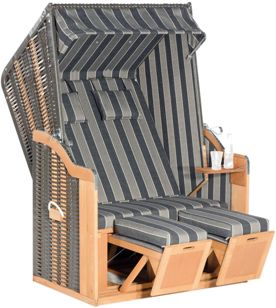 SunnySmart Garten-Strandkorb Rustikal 50 PLUS 2-Sitzer anthrazit/grau mit Kissen Bild 1