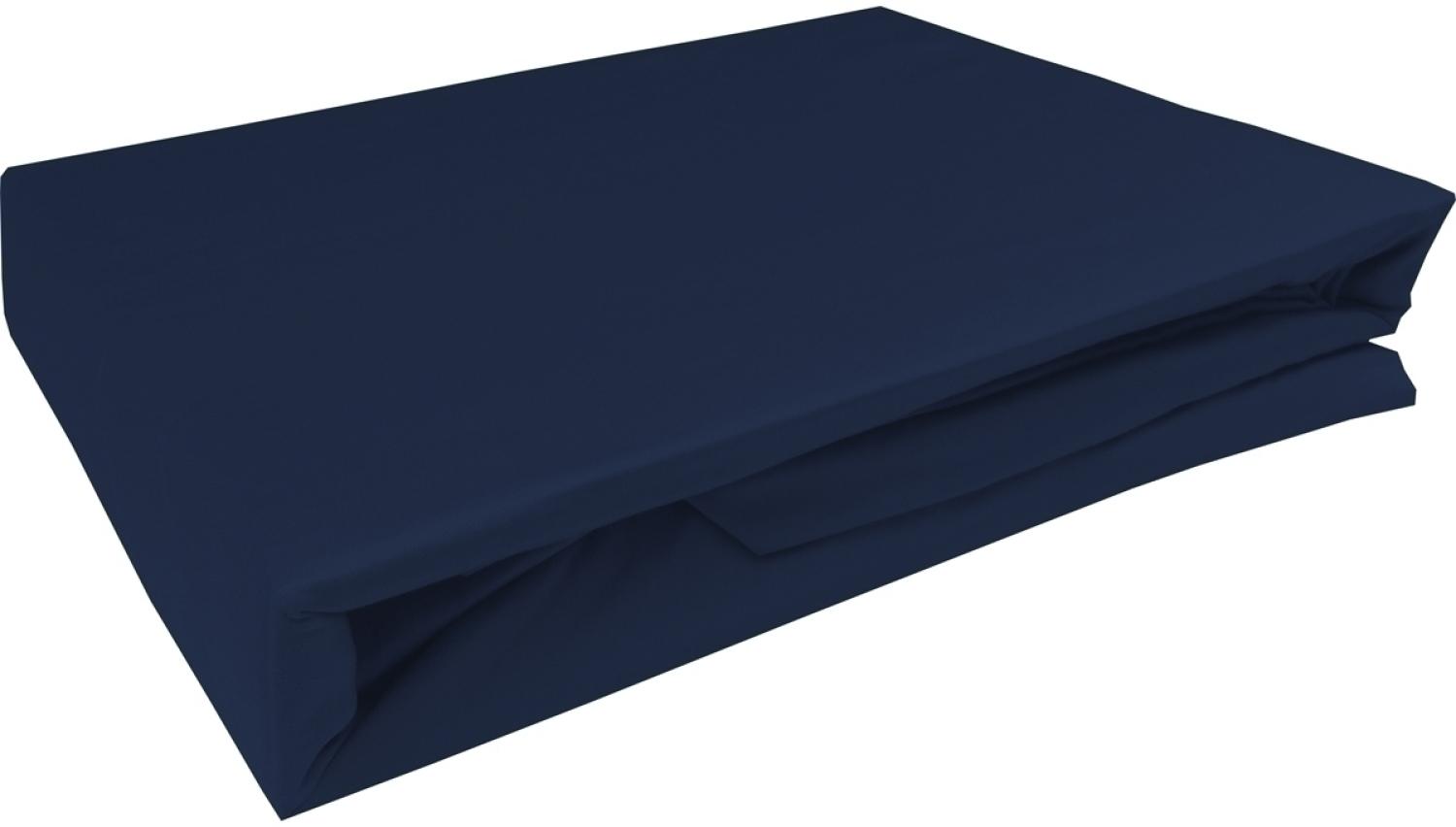 Bettwaesche-mit-Stil Mako-Satin Spannbettlaken dunkelblau 180x200cm Bild 1