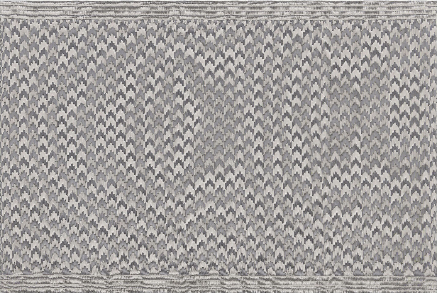 Outdoor Teppich grau 60 x 90 cm ZickZack-Muster Kurzflor MANGO Bild 1