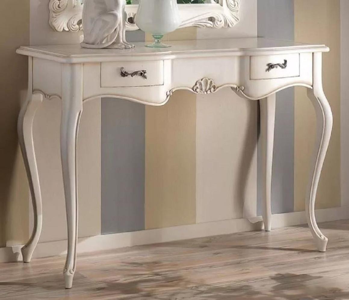 Casa Padrino Luxus Barock Konsole Weiß - Handgefertigter Massivholz Konsolentisch mit 2 Schubladen - Barock Möbel - Luxus Qualität - Made in Italy Bild 1