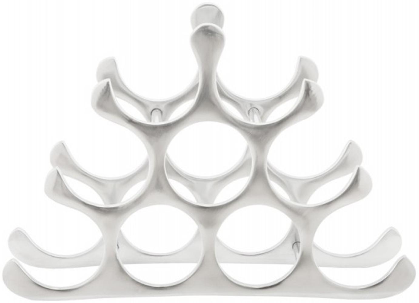 Casa Padrino Designer Weinregal für 9 Flaschen aus poliertem Aluminium Höhe: 30 cm, Breite: 44 cm, Tiefe: 13 cm - Flaschenhalter, Flaschenablage Bild 1