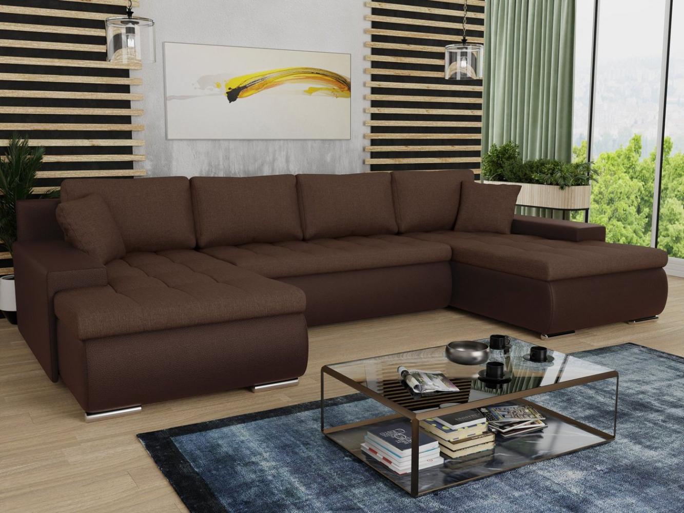 Sofnet Wohnlandschaft Faris U, mit Schlaffunktion und Bettkasten, Ecksofa, U-Form Couch, Schlafsofa mit Wellenfeder Bild 1