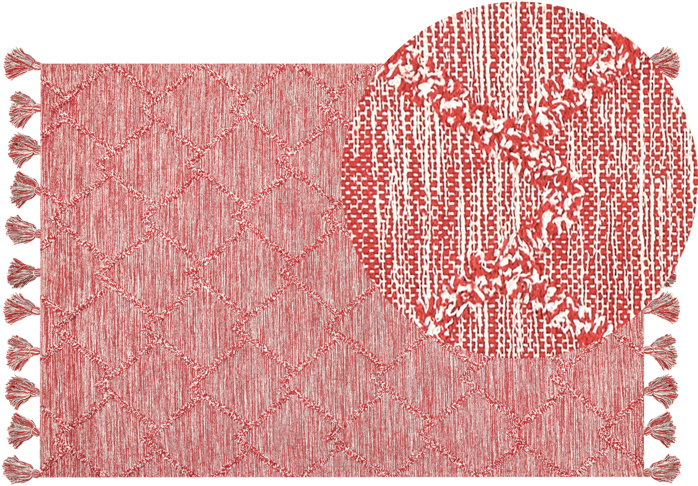 Teppich Baumwolle rot 140 x 200 cm mit Quasten NIGDE Bild 1
