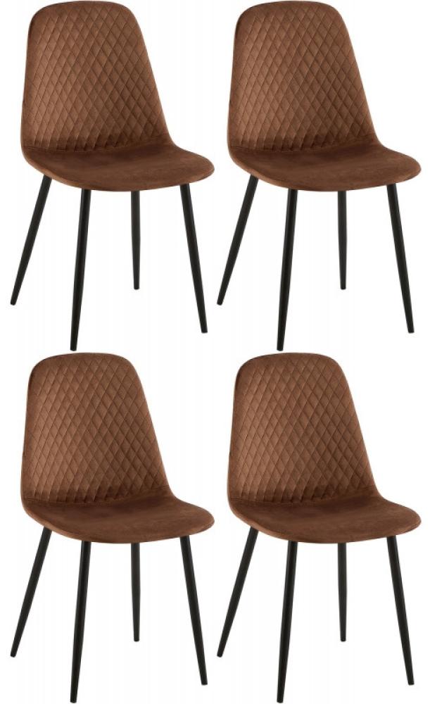 4er Set Stühle Giverny Samt (Farbe: braun) Bild 1