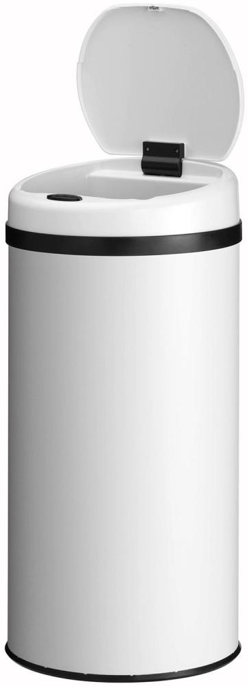 Juskys Automatik Mülleimer mit Sensor 40L - elektrischer Abfalleimer, Bewegungssensor, automatischer Deckel, wasserdicht, Klemmring, Küche - Weiß Bild 1