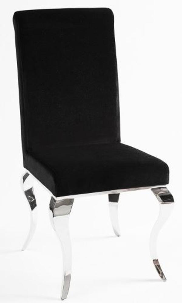 Casa Padrino Luxus Esszimmer Stuhl Schwarz / Silber - Designer Stuhl - Luxus Qualität - Modern Barock Bild 1