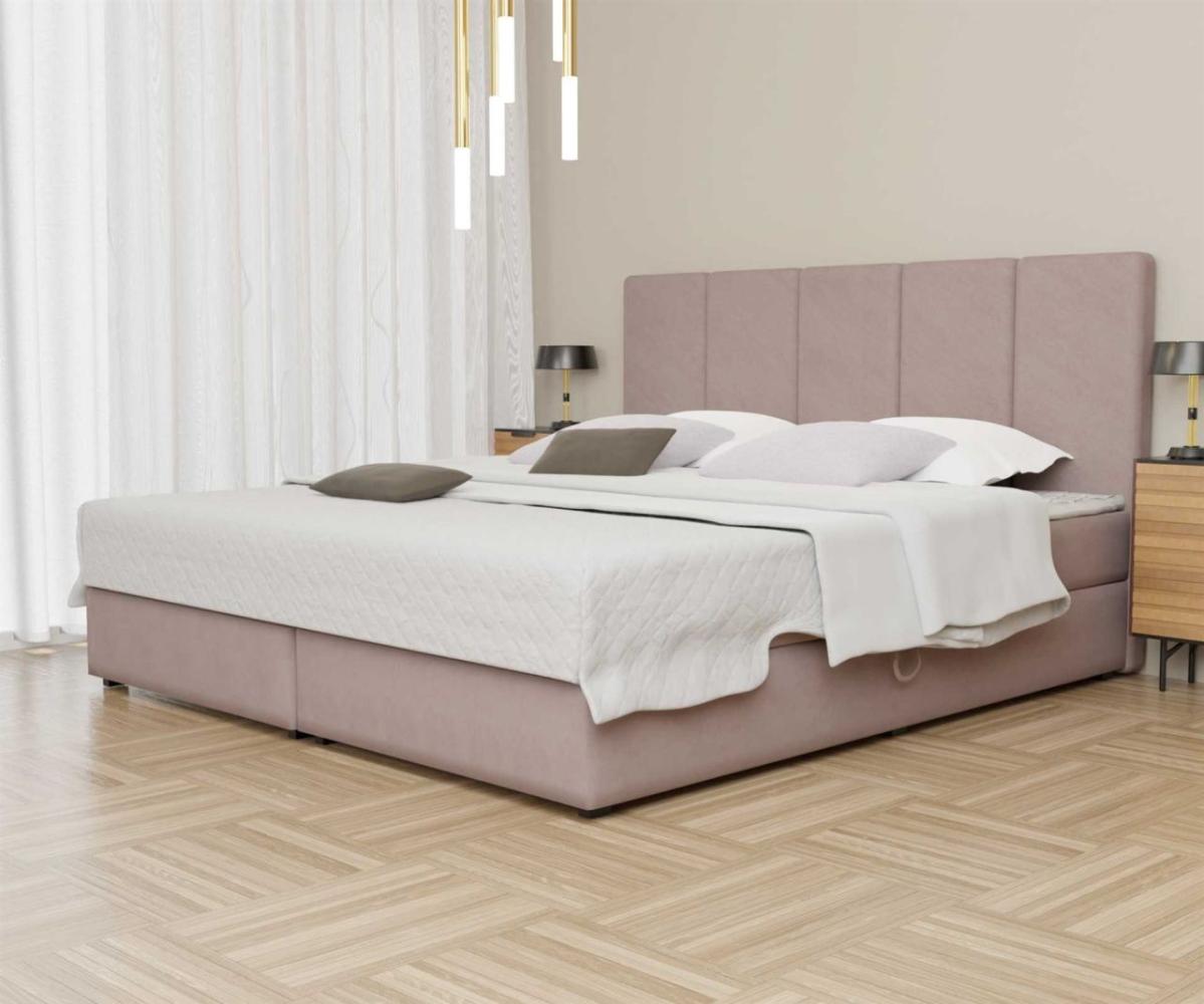 Boxspringbett Schlafzimmerbett ELICIO 140x200cm Stoff Rose inkl. Bettkasten Bild 1