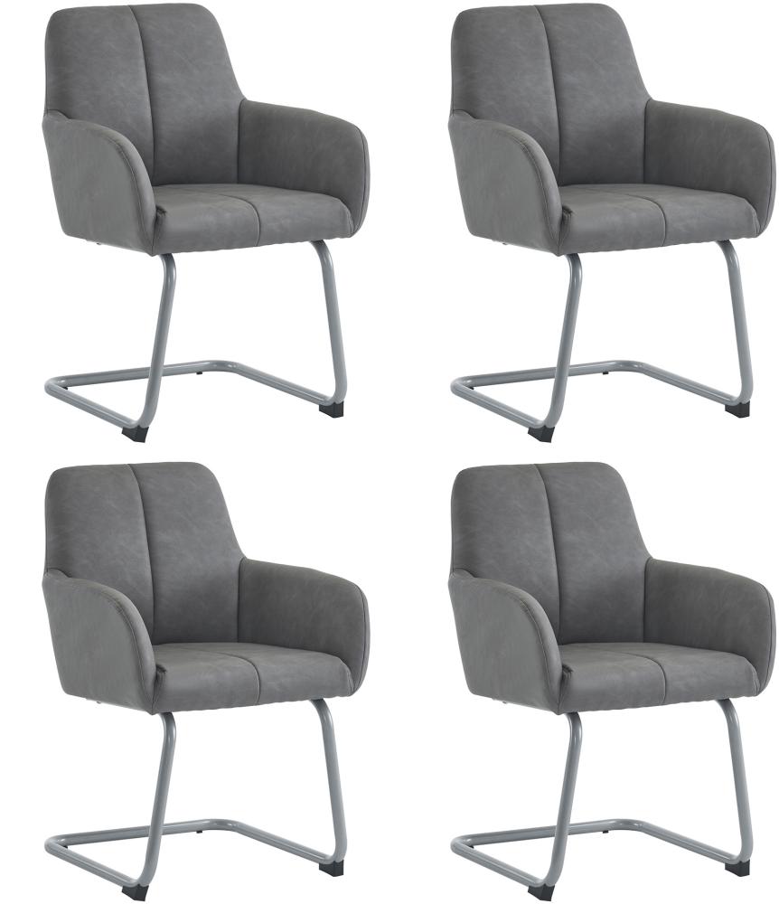 Merax Esszimmerstuhl, 4er set, Sessel, minimalistischer Freizeitstuhl, Wohnzimmer-Schlafzimmerstuhl mit gewölbten Stahlfüßen, grau Bild 1