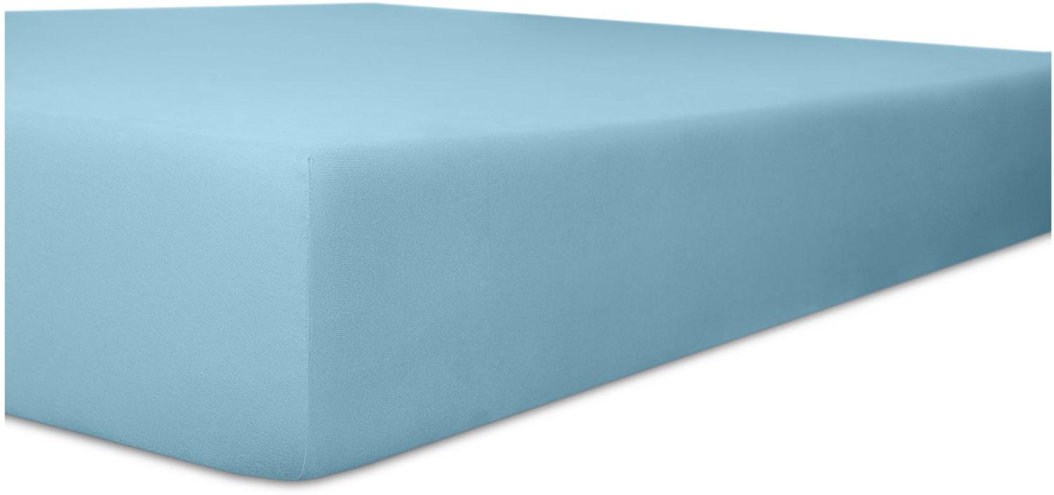 Kneer Vario-Stretch Spannbetttuch one für Topper 4-12 cm Höhe Qualität 22 Farbe blau 90x200 cm Bild 1