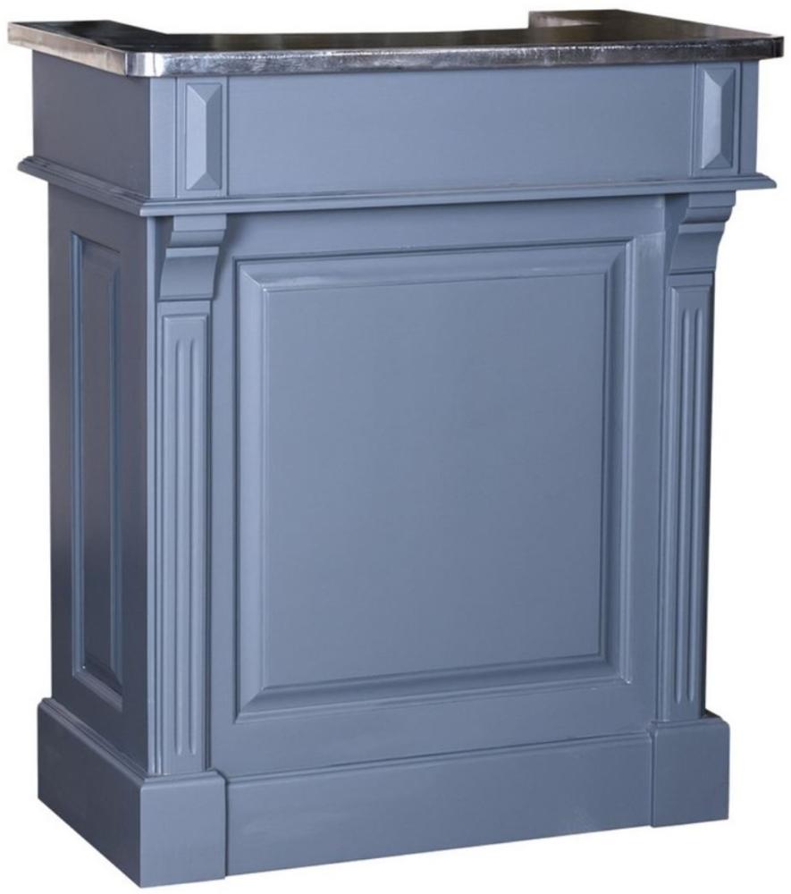 Casa Padrino Landhausstil Theke Blau / Silber 90 x 51 x H. 107 cm - Massivholz Thekentisch mit verzinkter Tischplatte Bild 1
