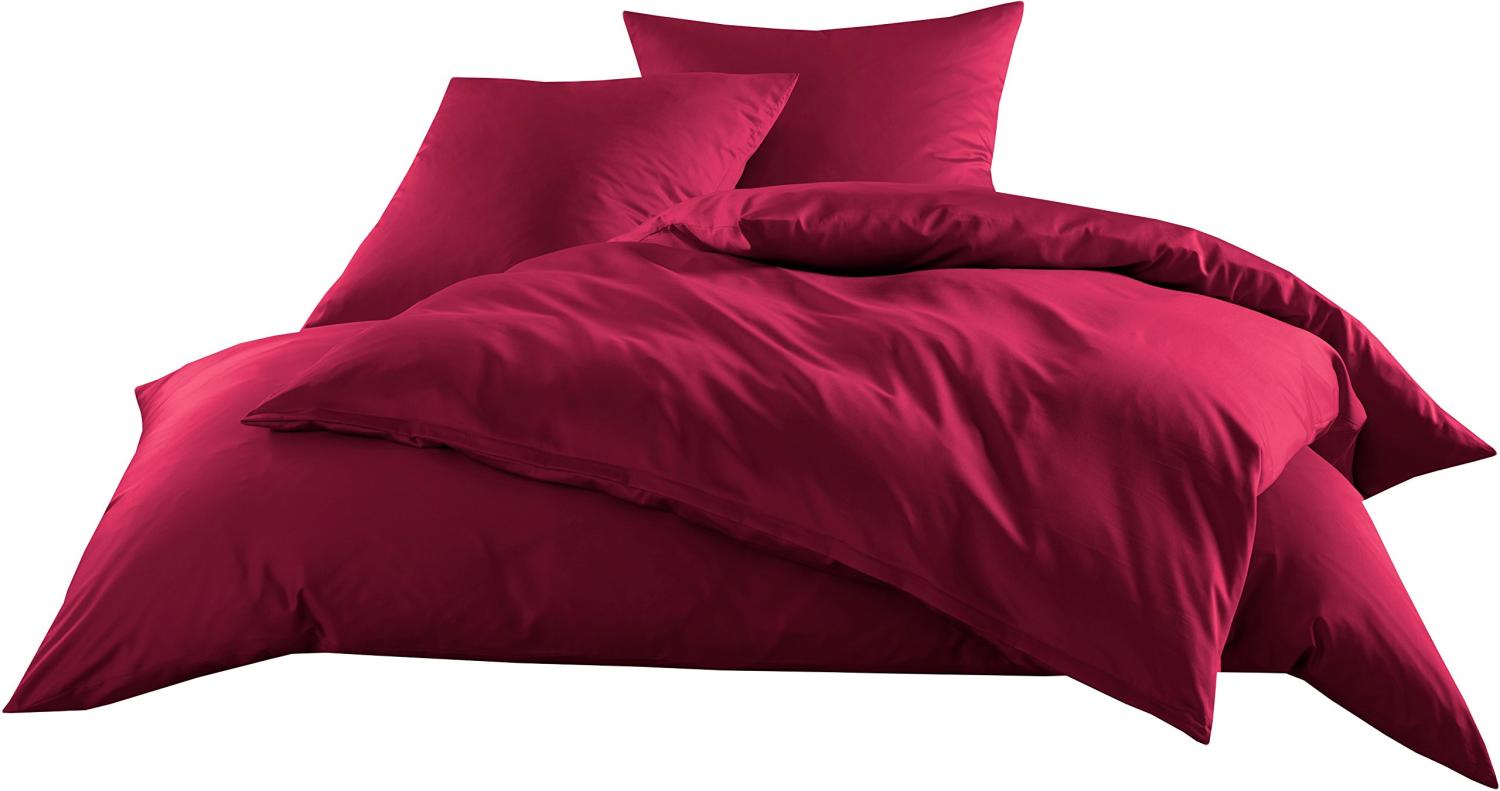 Mako-Satin Baumwollsatin Bettwäsche Uni einfarbig zum Kombinieren (Bettbezug 155 cm x 200 cm, Pink) viele Farben & Größen Bild 1
