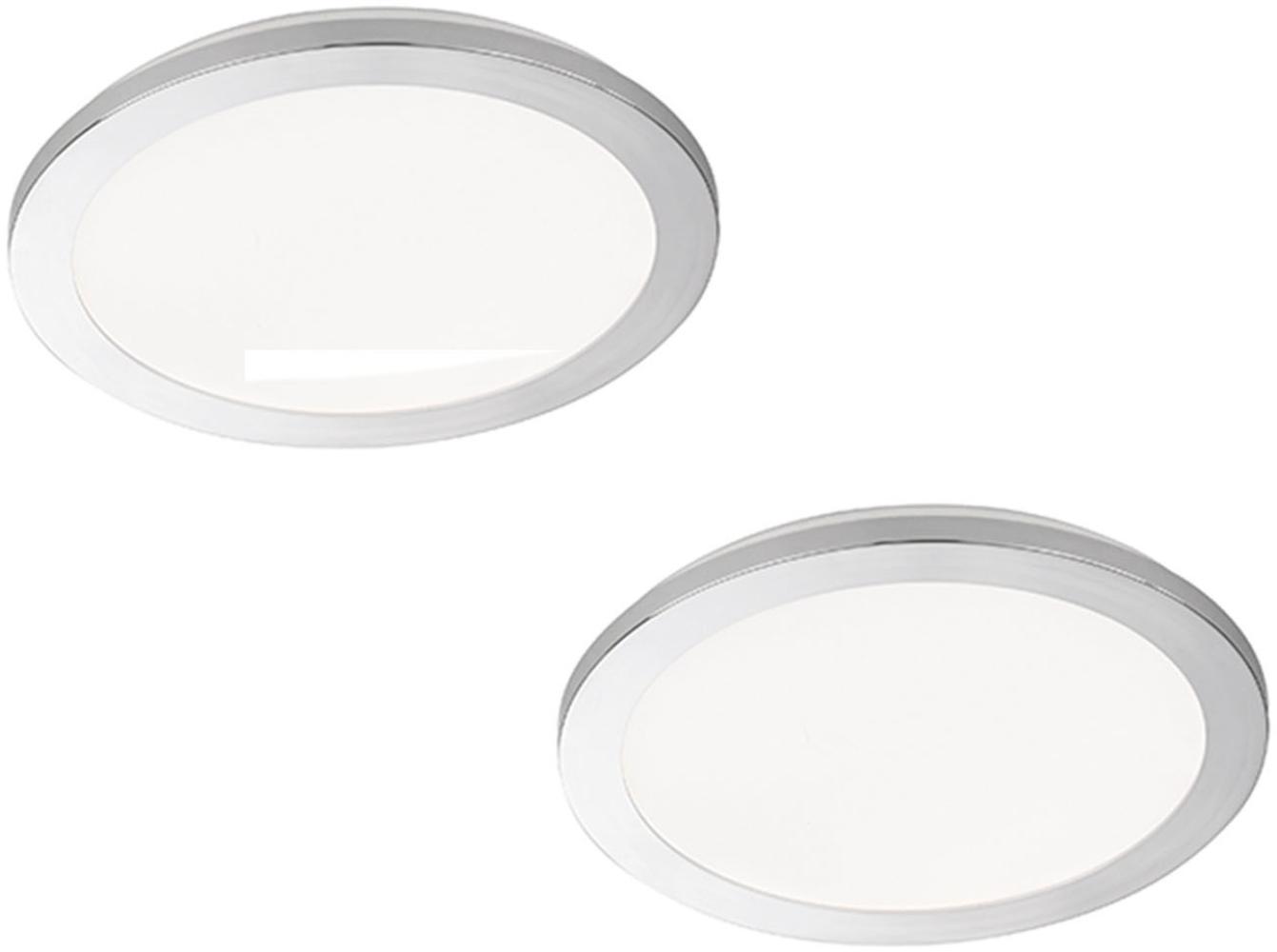 Dimmbares LED Deckenleuchtenset: 2 IP44 Deckenschalen Ø 40cm, Chrom / Acryl weiß Bild 1