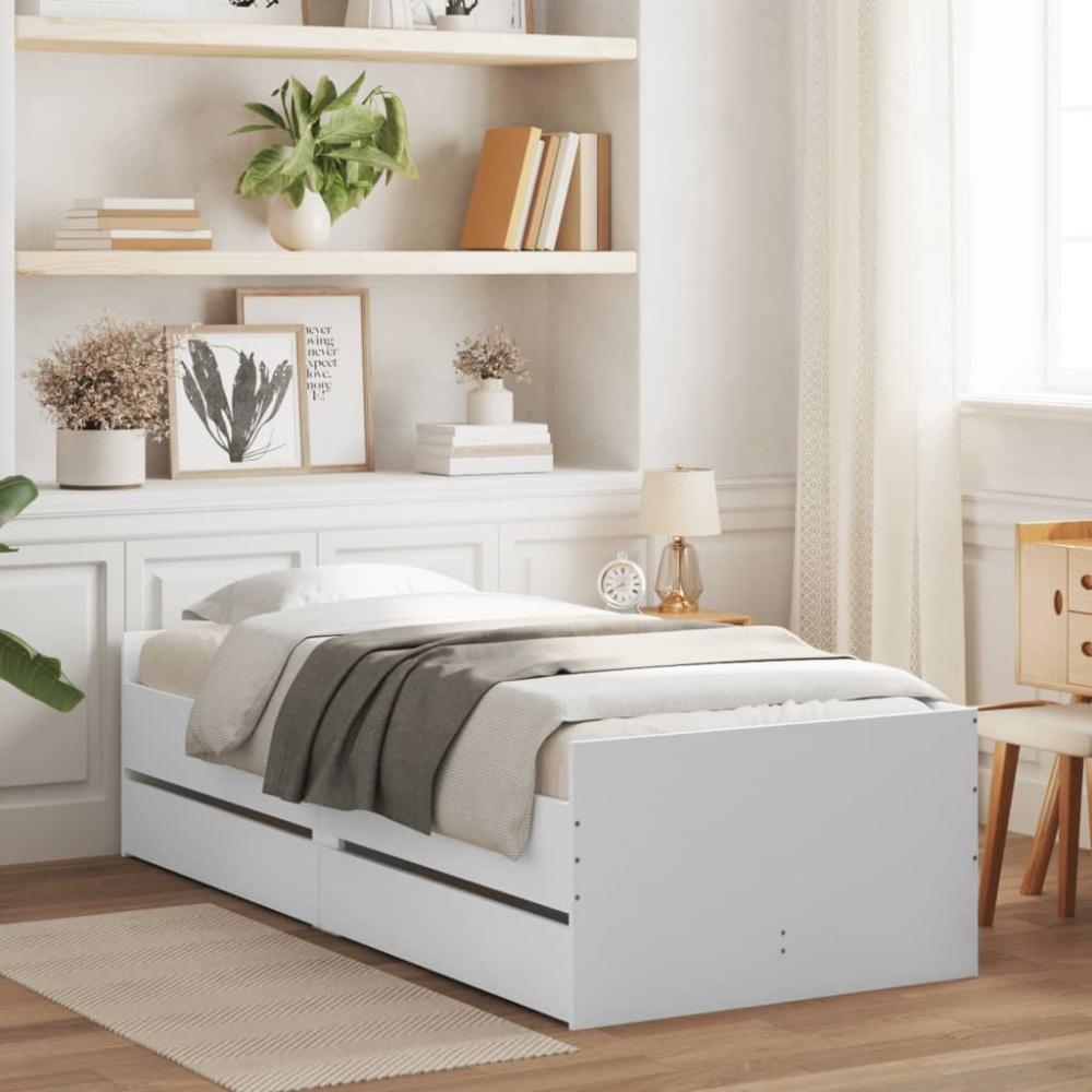 vidaXL Bett mit Schubladen Weiß 75x190 cm Bild 1