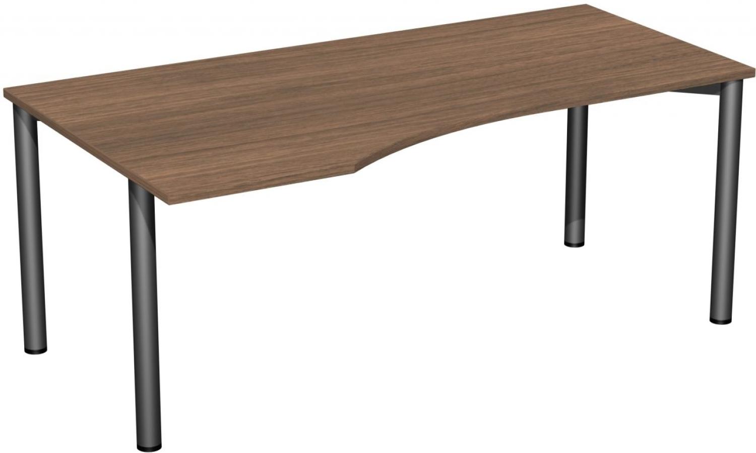 PC-Schreibtisch '4 Fuß Flex' links, 180x100cm, Nussbaum / Anthrazit Bild 1