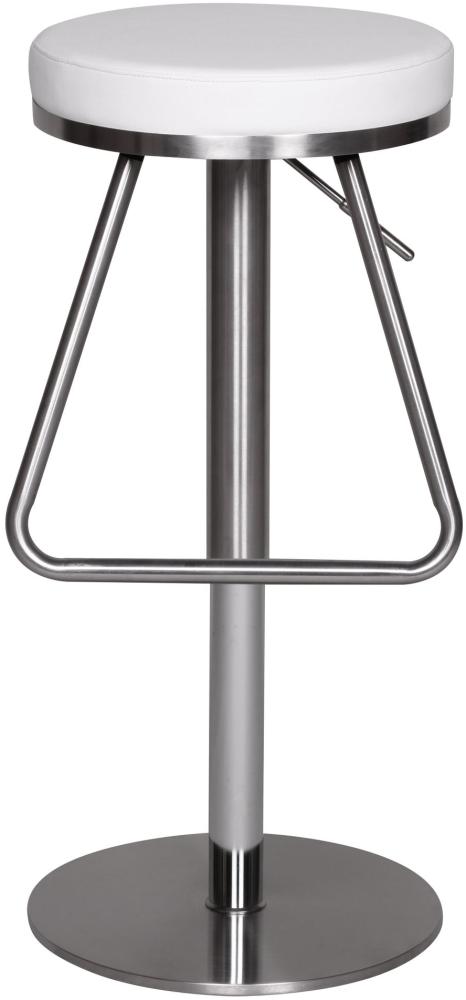 KADIMA DESIGN Barhocker MIS - Höhenverstellbarer Edelstahl-Barstuhl für moderne Inneneinrichtung. Farbe: Weiß Bild 1