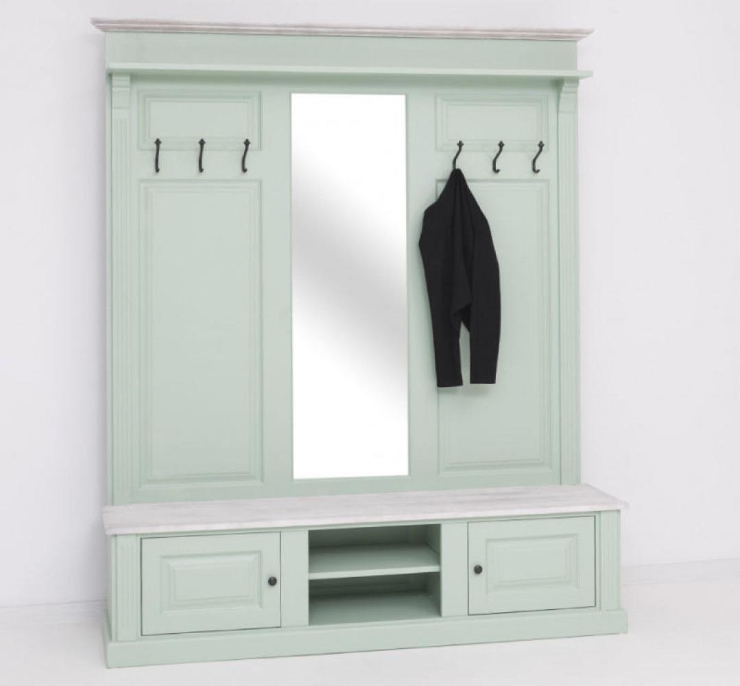 Landhaus Garderobe Mint-Pastellgrün, mit Spiegel Bild 1