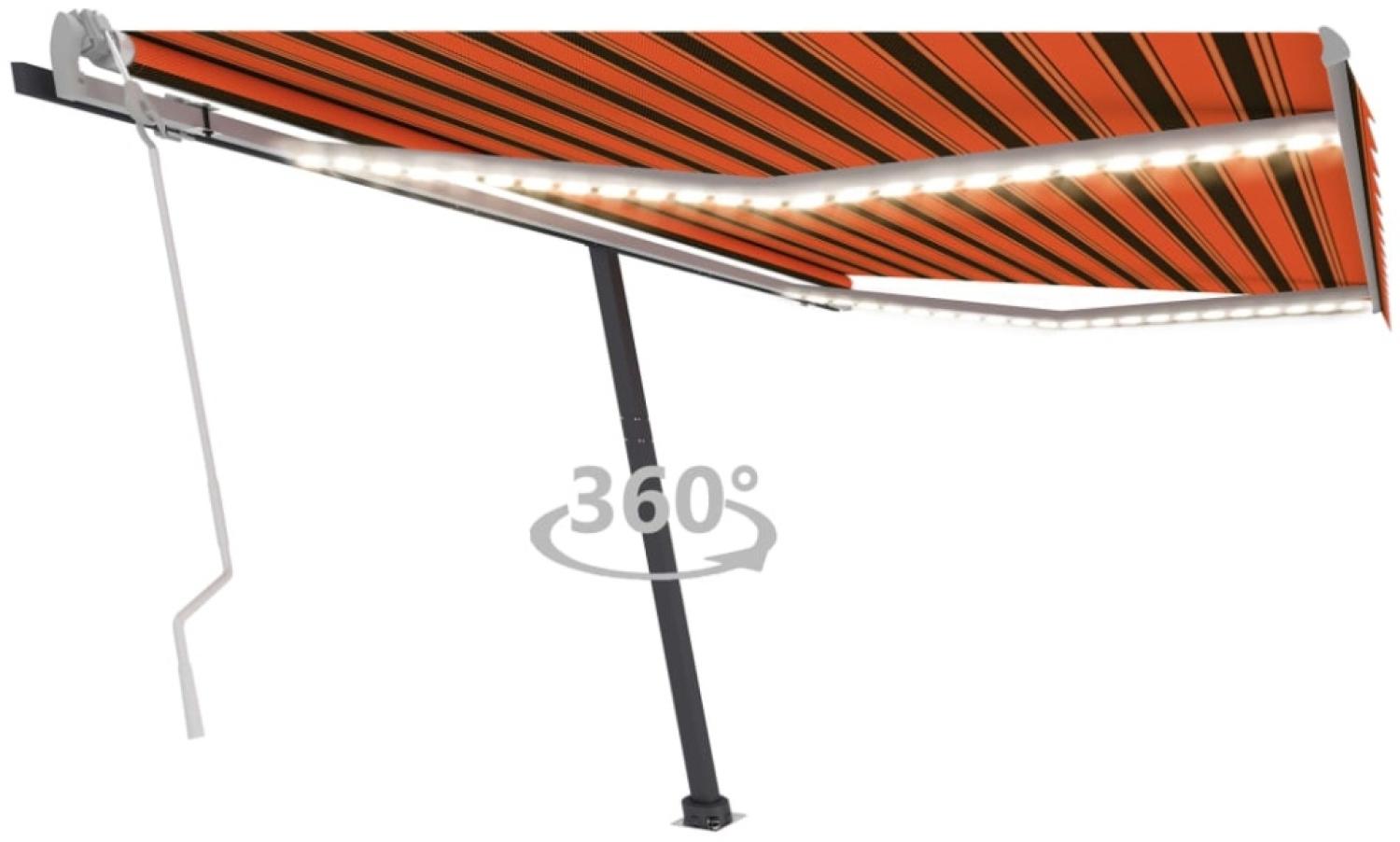 Gelenkarmmarkise Einziehbar mit LED 450x300 cm Orange und Braun Bild 1