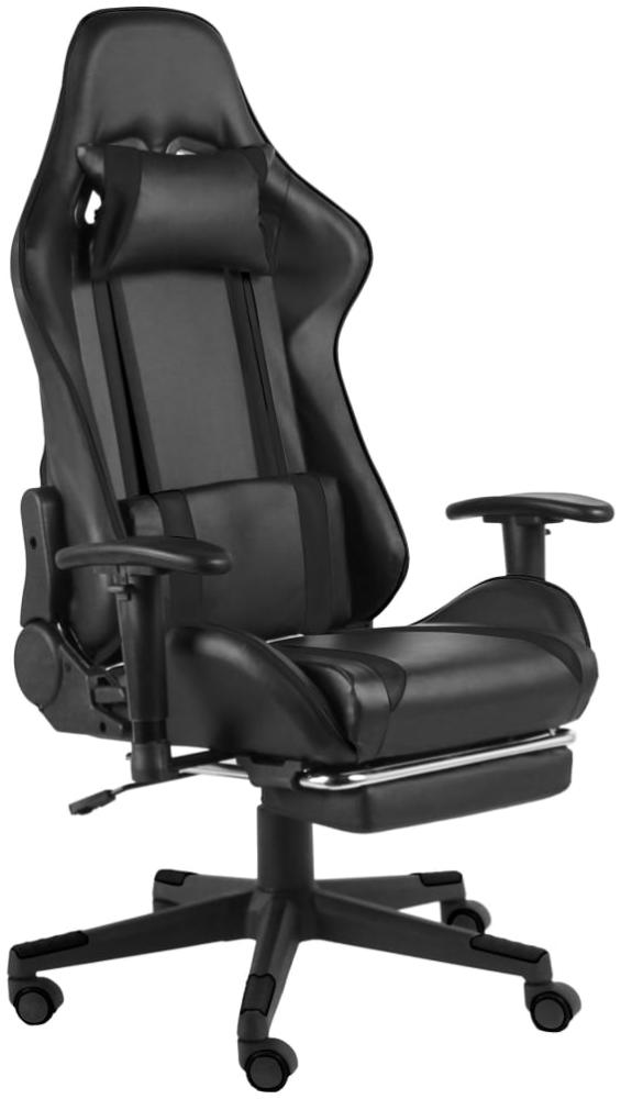 vidaXL Gaming-Stuhl mit Fußstütze Drehbar Schwarz PVC Bild 1