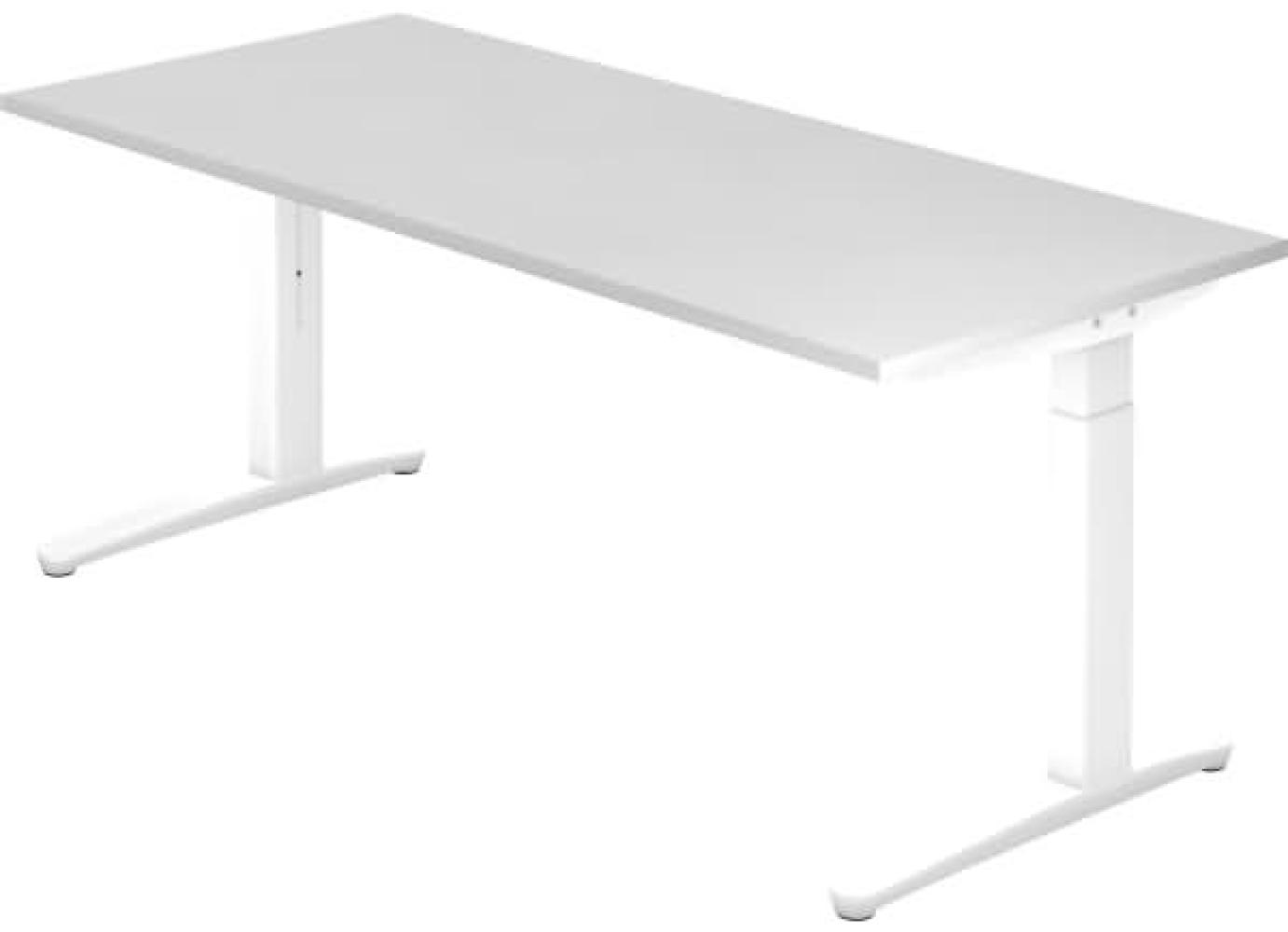 'XB19' Schreibtisch, C-Fuß, 180x80cm, Weiß / Weiß Bild 1