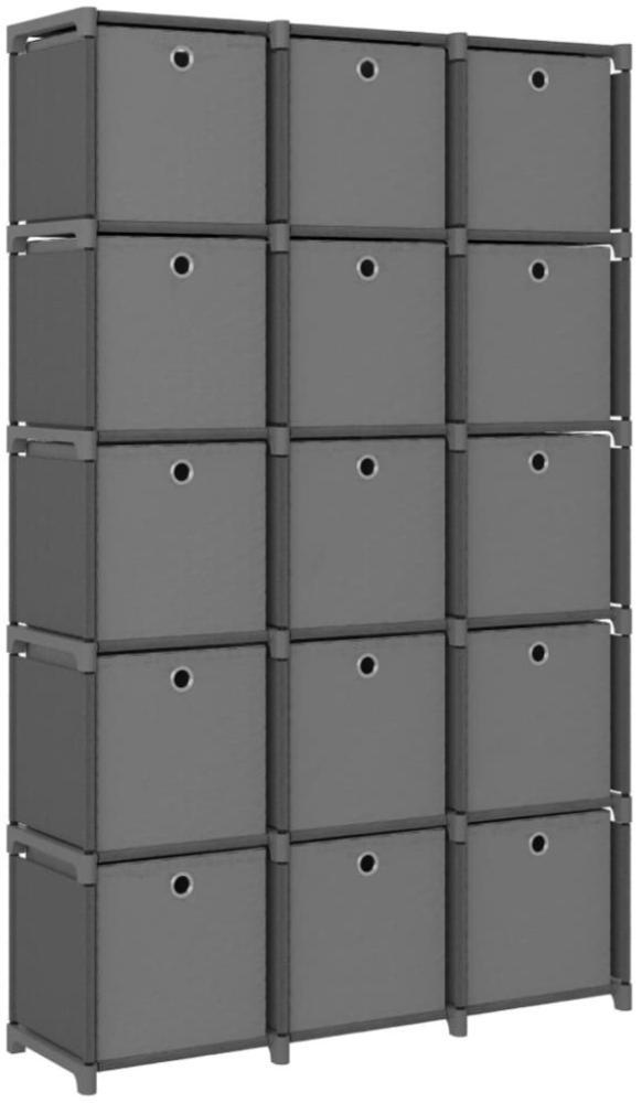 Würfel-Regal mit Boxen 15 Fächer Grau 103x30x175,5 cm Stoff Bild 1