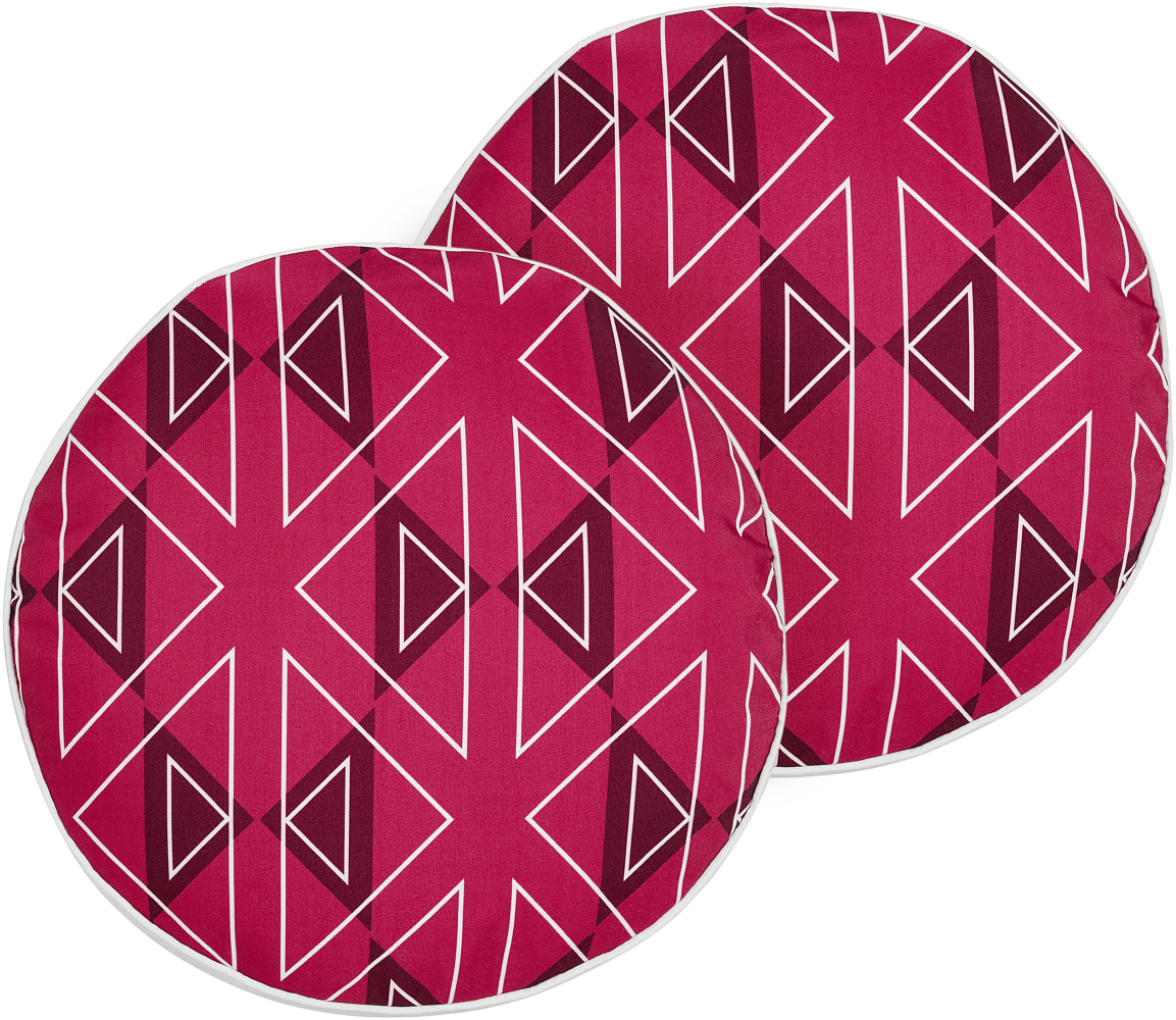 Gartenkissen geometrisches Muster rosa ⌀ 40 cm 2er Set MEZZANO Bild 1