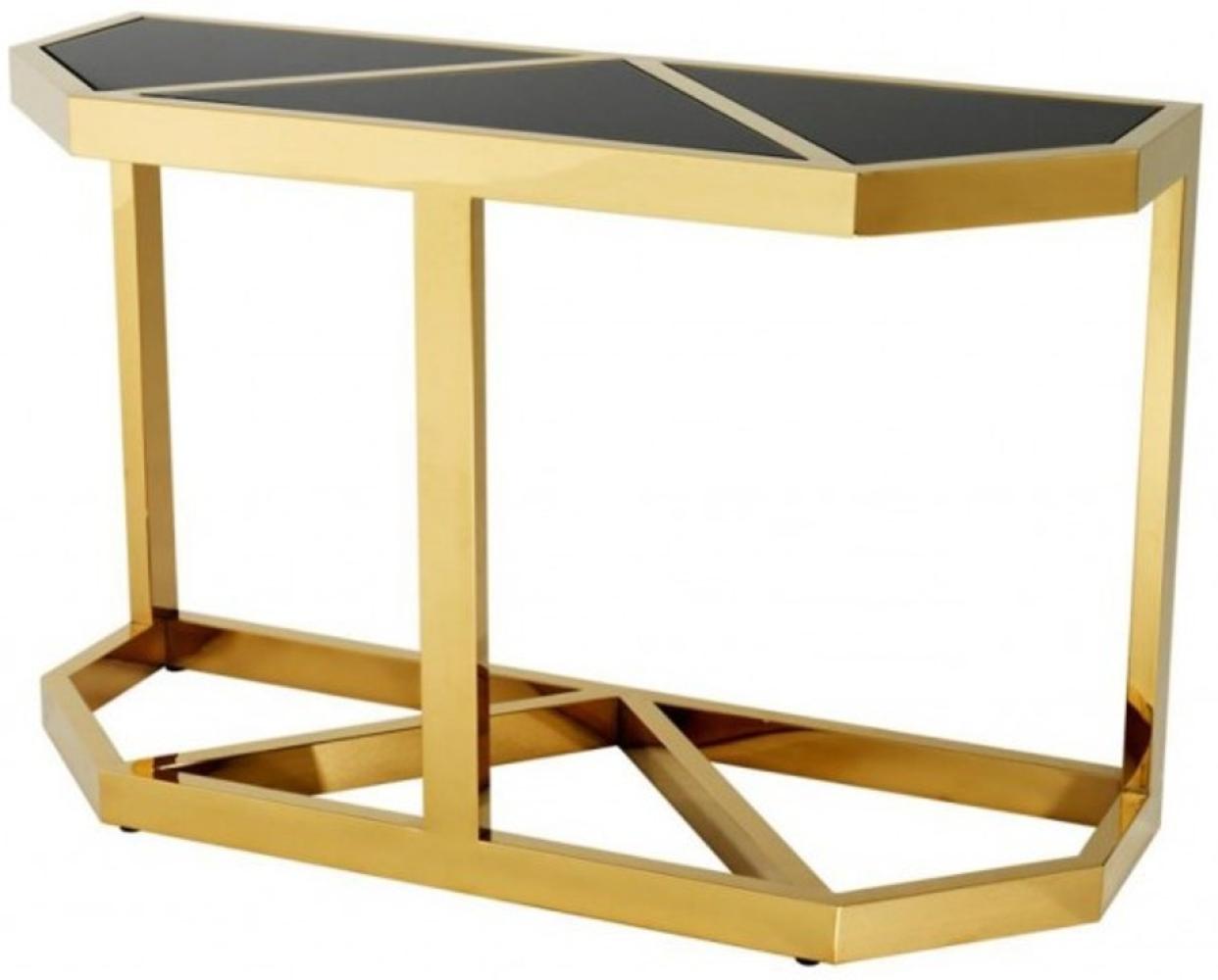 Casa Padrino Luxus Konsole Gold mit schwarzem Glas - Konsolen Tisch Möbel Bild 1