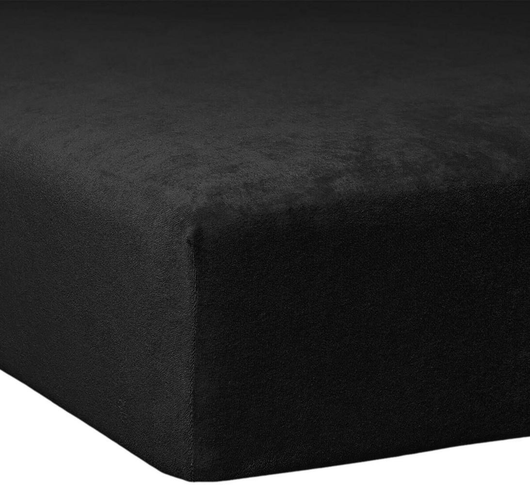 Traumschlaf Flausch Frottee Spannbettlaken|120x200 cm - 130x200 cm| schwarz Bild 1