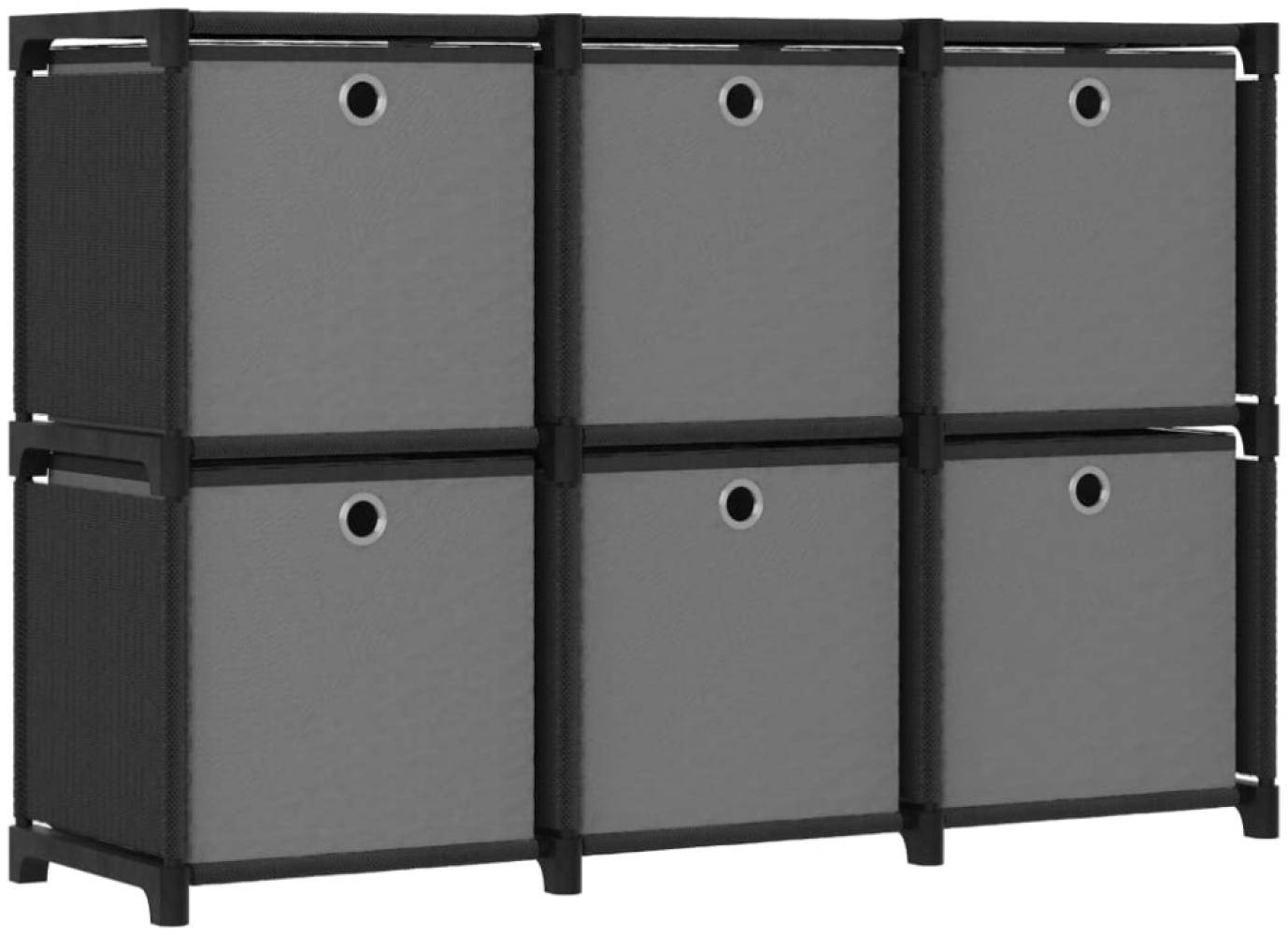 Würfel-Regal mit Boxen 6 Fächer Schwarz 103x30x72,5 cm Stoff Bild 1