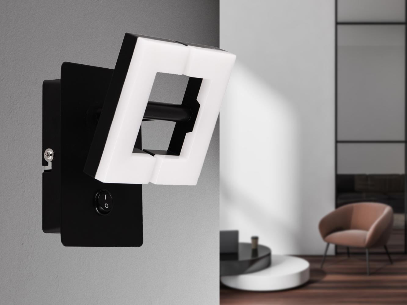 Kleiner LED Wandstrahler mit Schalter in Schwarz / Weiß, Spot geteilt Bild 1