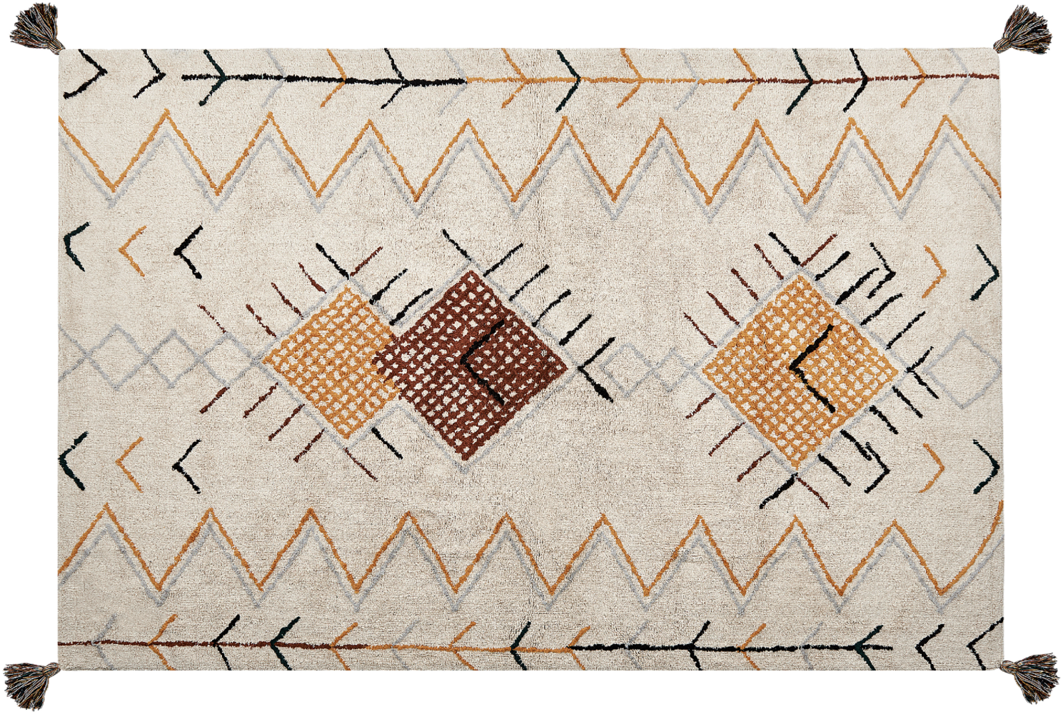 Teppich Baumwolle beige 160 x 230 cm geometrisches Muster Kurzflor BOLAY Bild 1